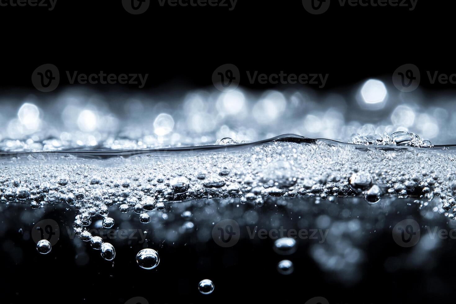 Water bubbles on a black background photo