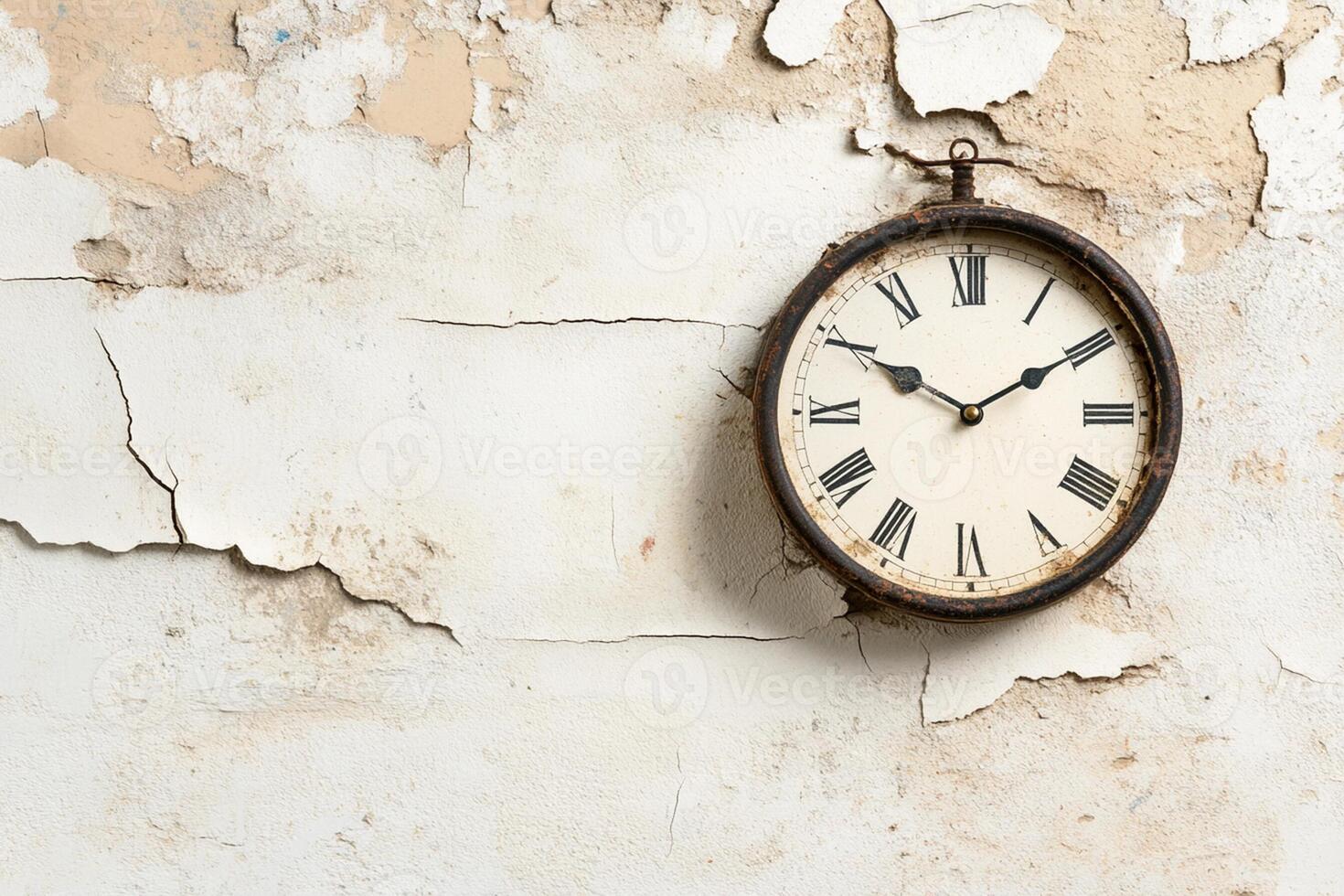 A clock is hanging on a wall in a room photo