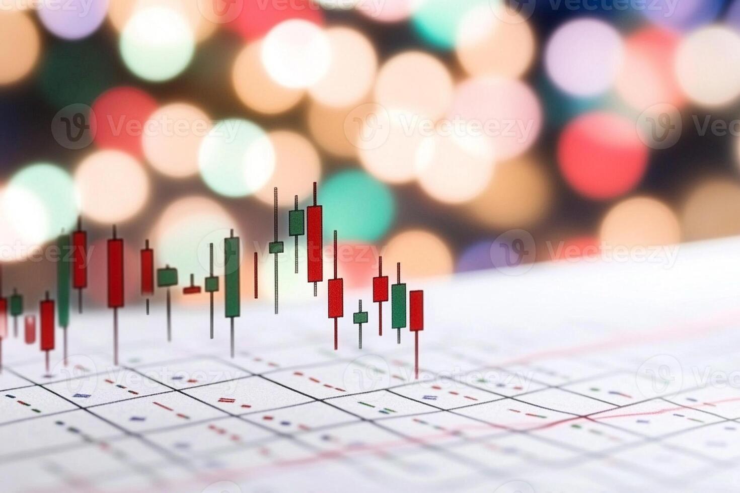 Stock market chart with bokeh lights photo