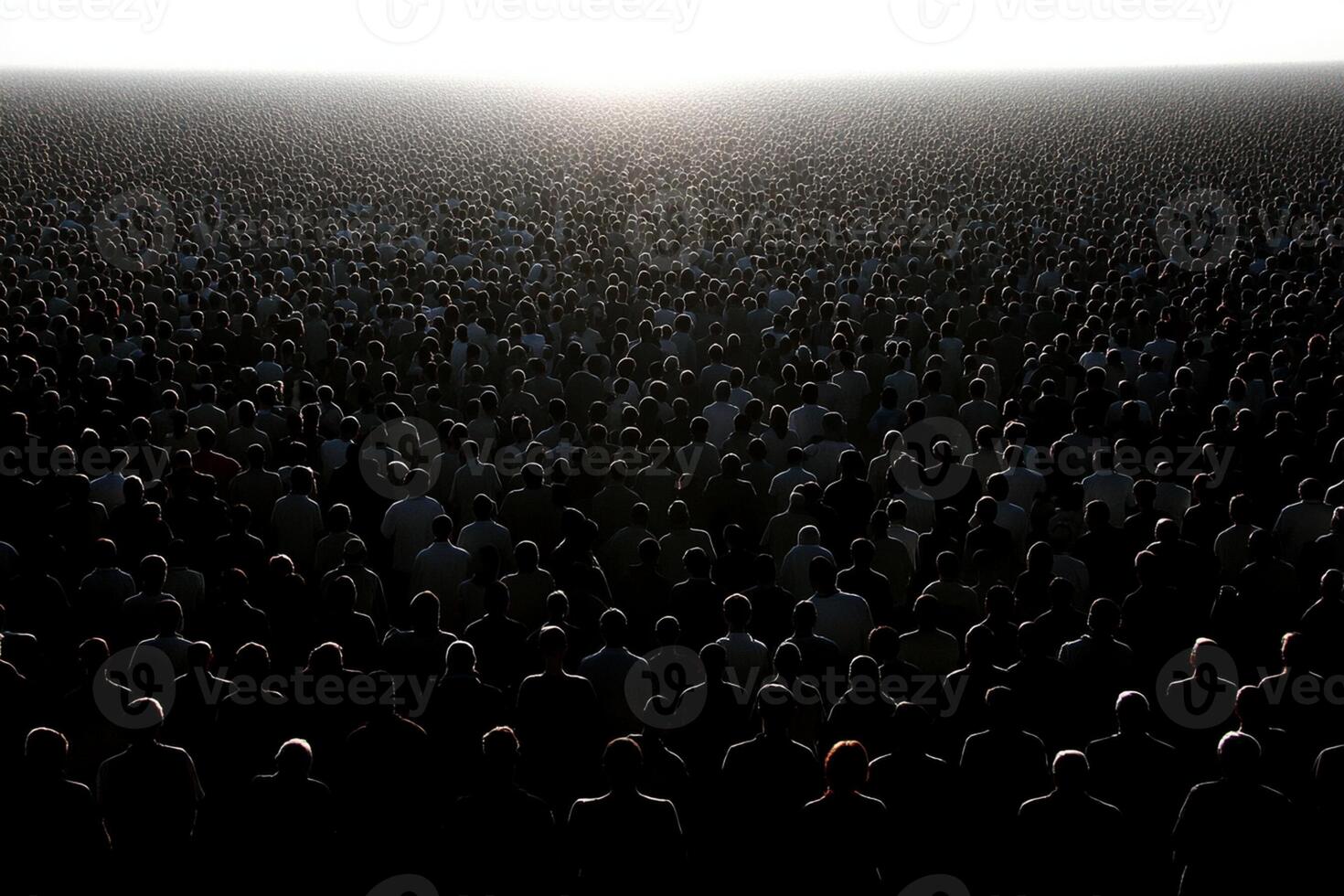 A large crowd of people standing in a field photo