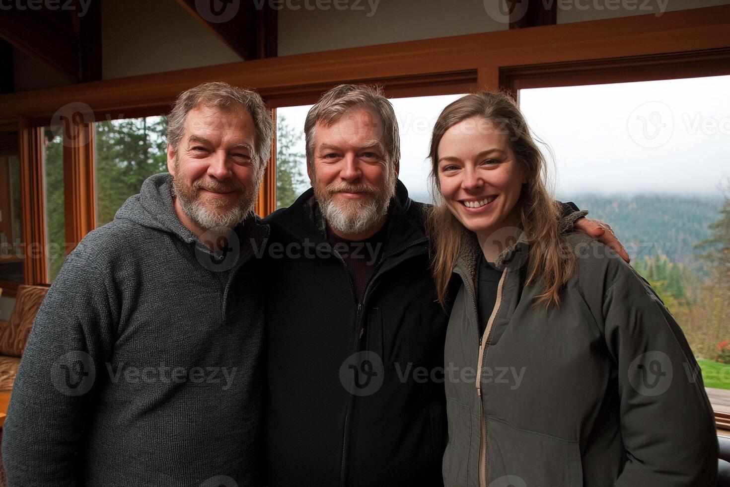 A man, woman and child pose for a picture photo