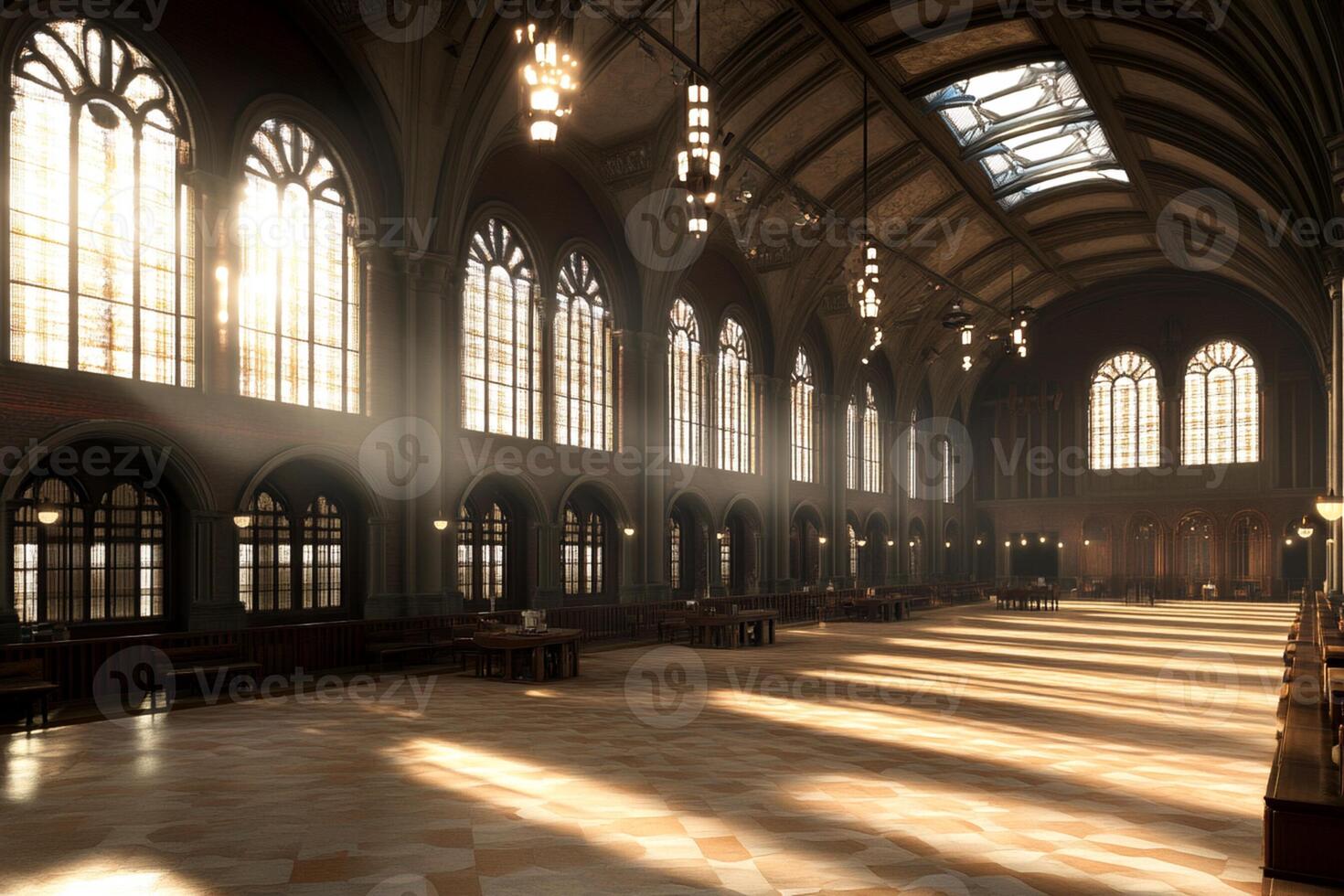 A large empty room with lots of windows and lots of sunlight photo