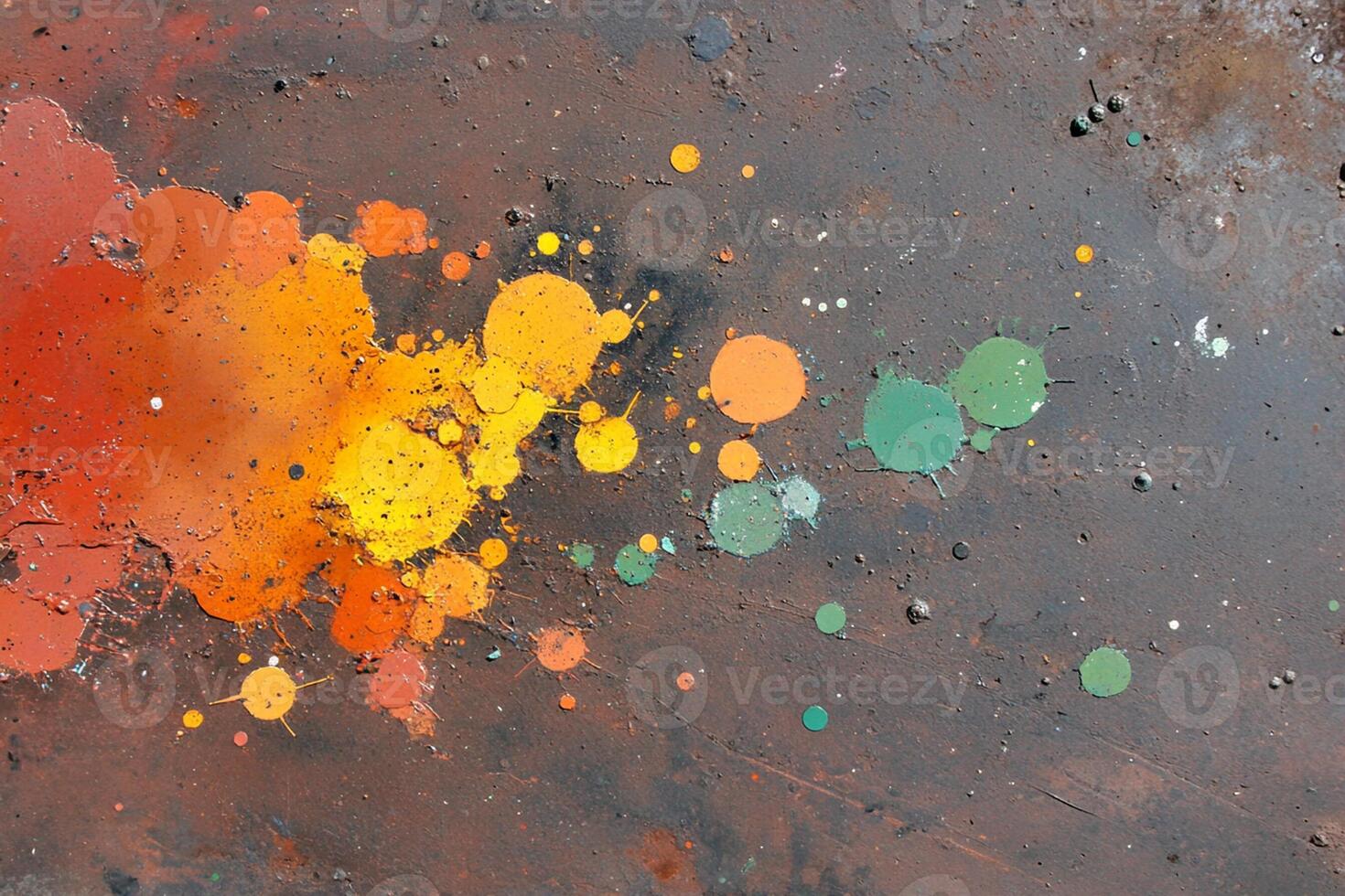 A painting of paint splatters on a wall photo