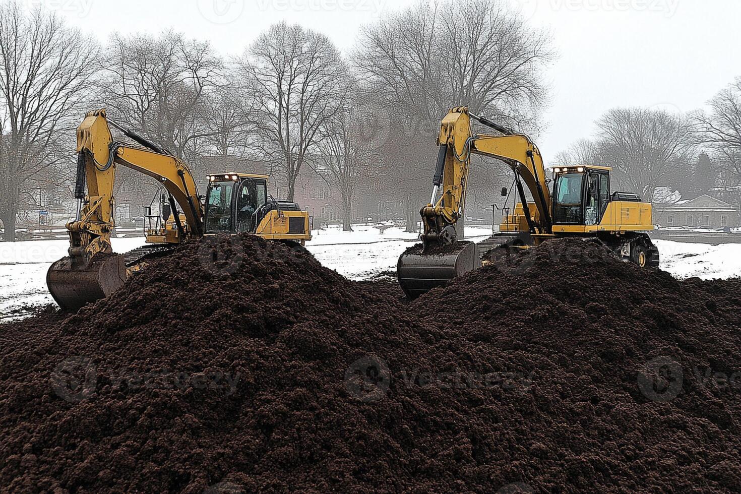 Two yellow and black construction equipment photo