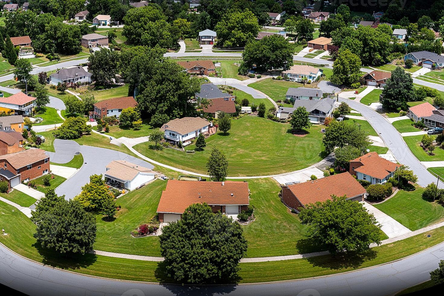 Aerial view of residential neighborhood photo