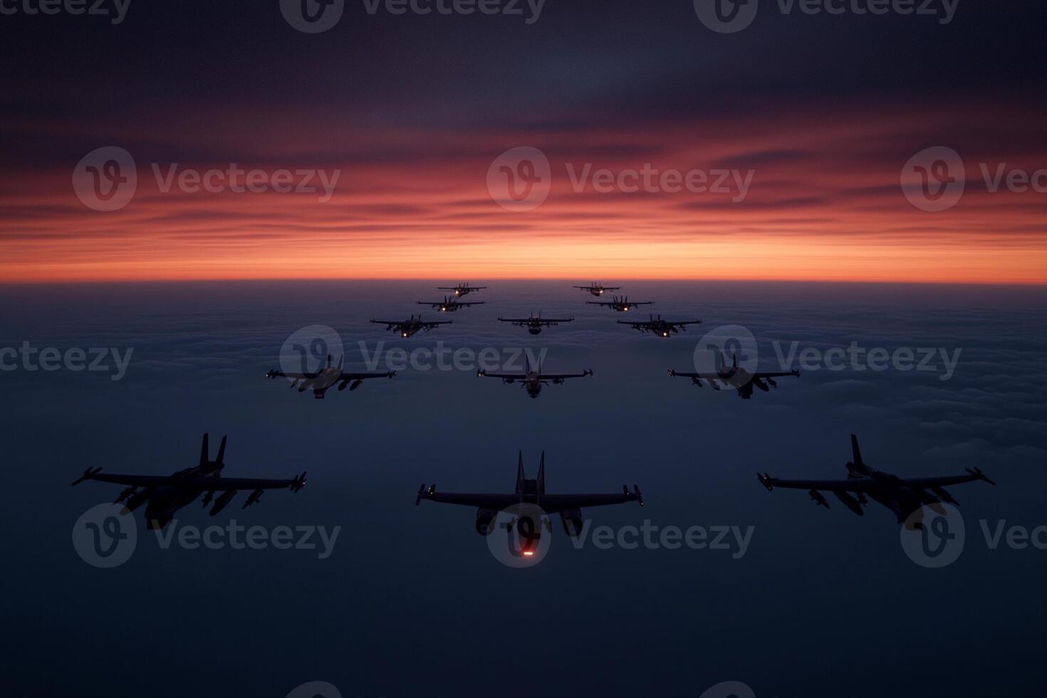 A group of military jets flying in formation photo