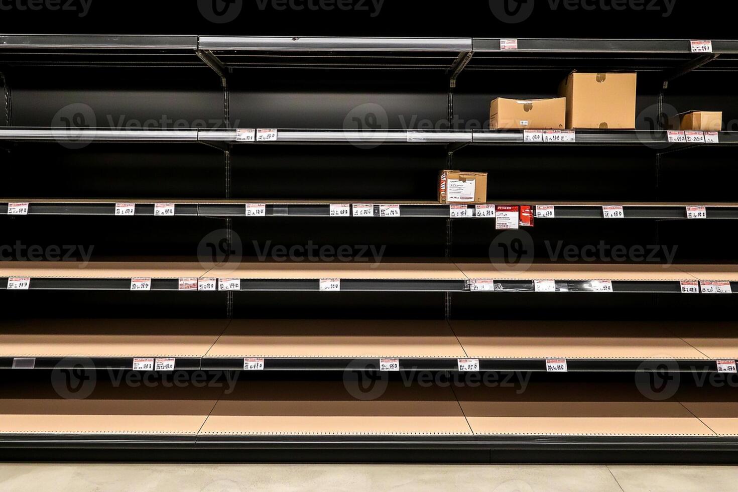 Empty shelves in a supermarket photo