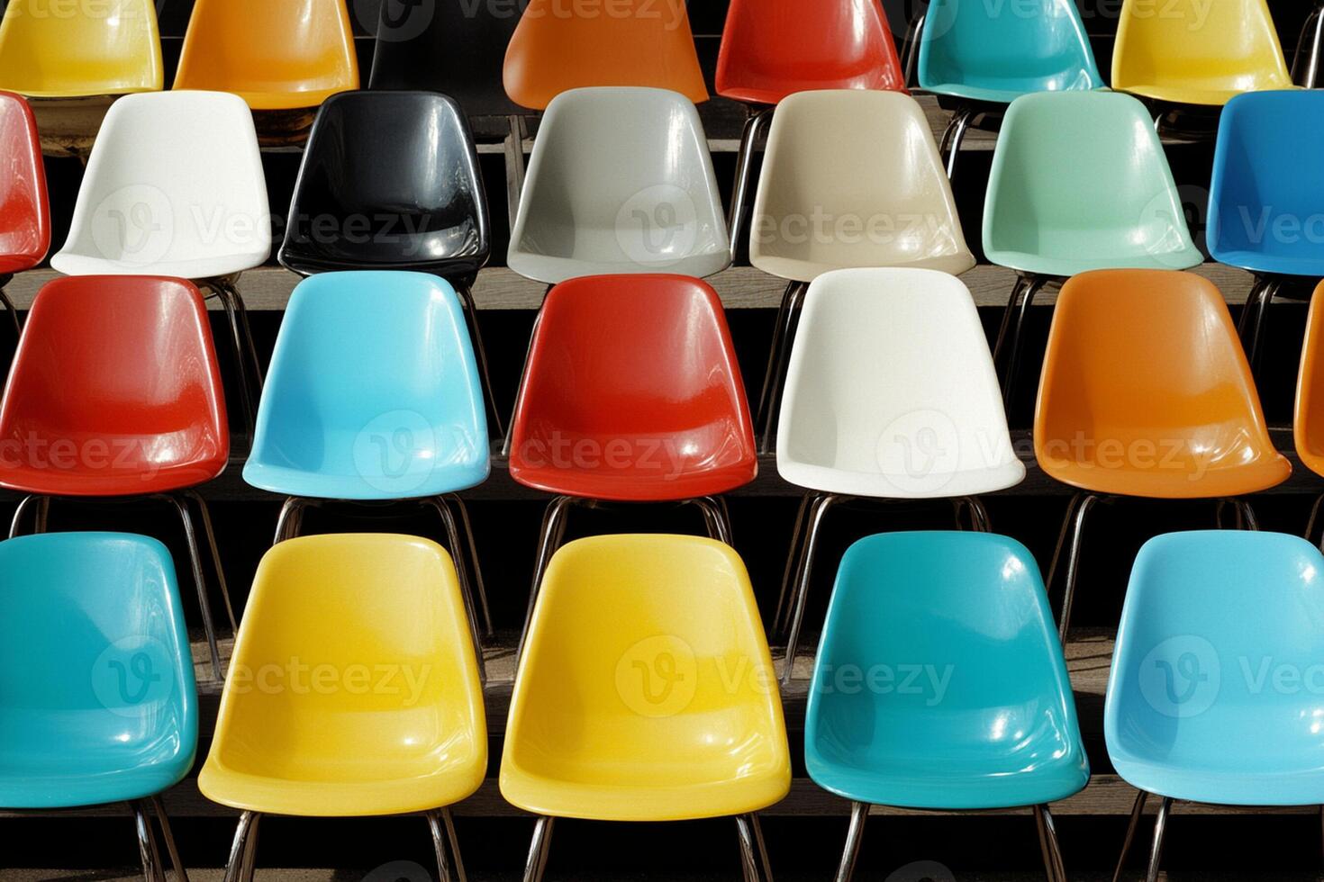 A row of colorful chairs photo