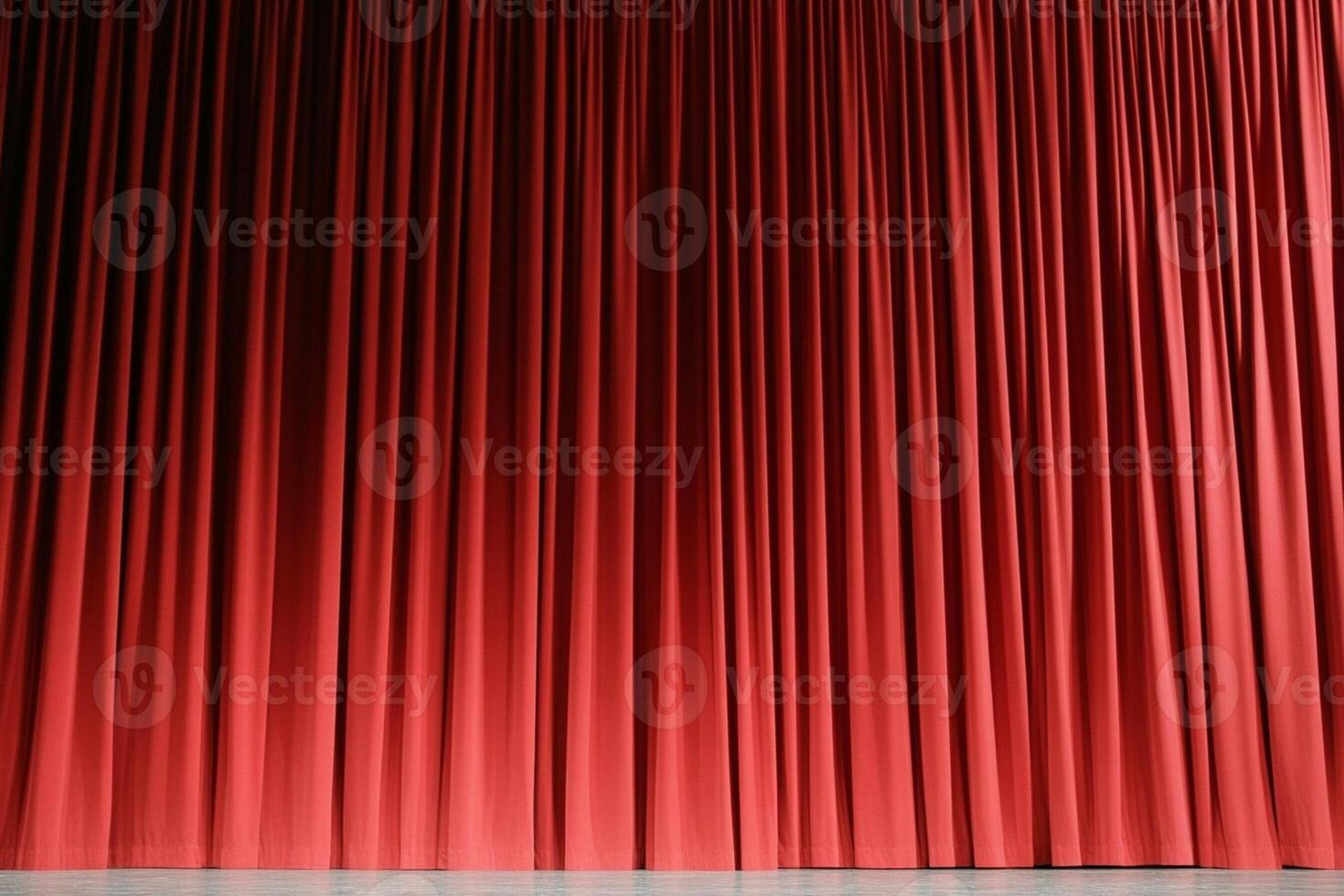 Red curtain on stage with a black background photo