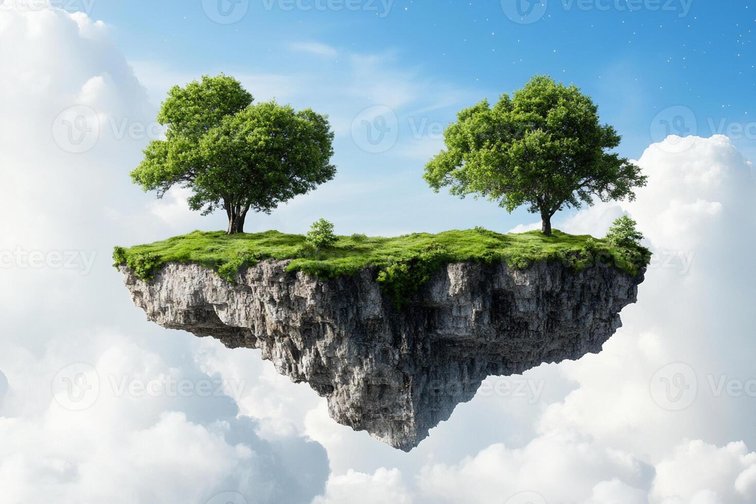 Two trees on an island in the sky photo