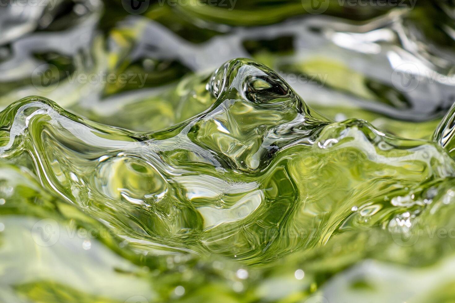 A close up of a green liquid with bubbles photo