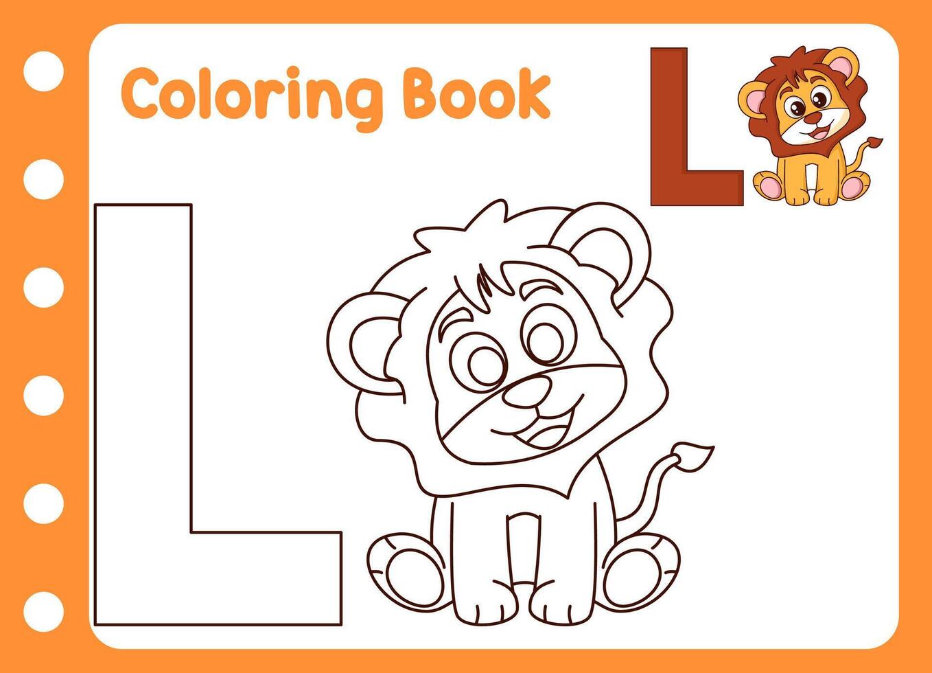 coloring book for kids. cute little lion vector