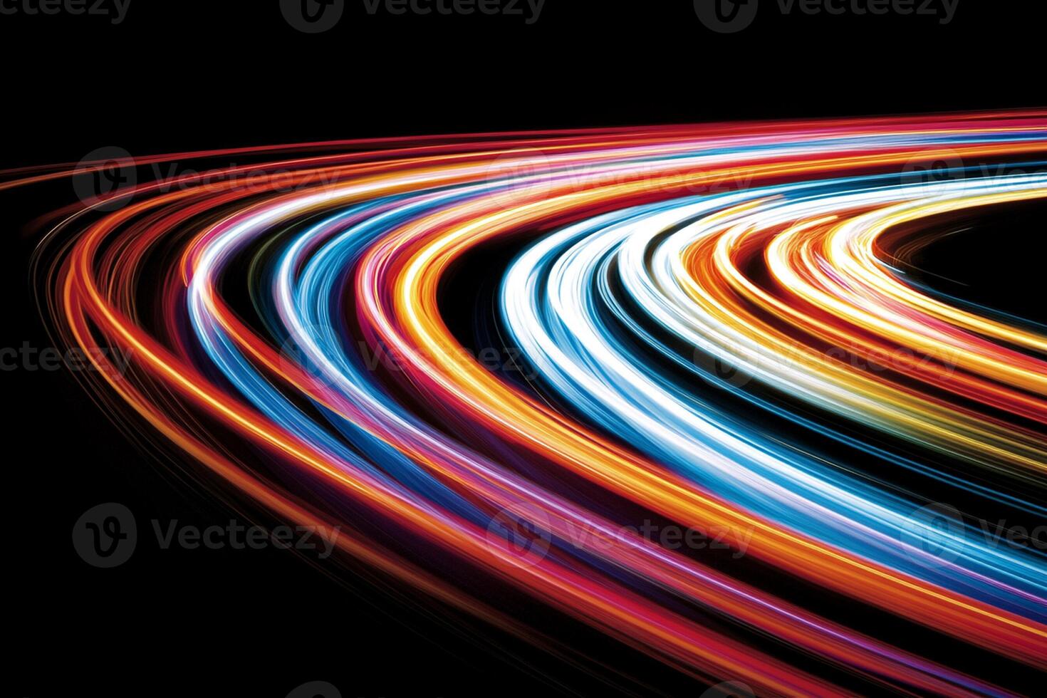 Light trails of a car on a black background photo