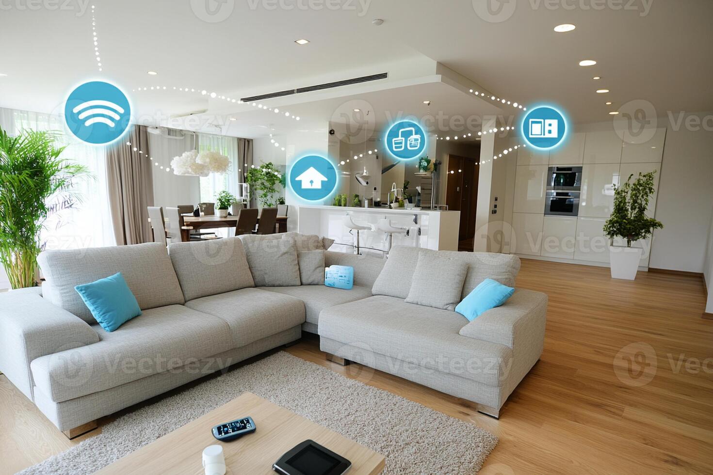 Smart home technology in the living room photo