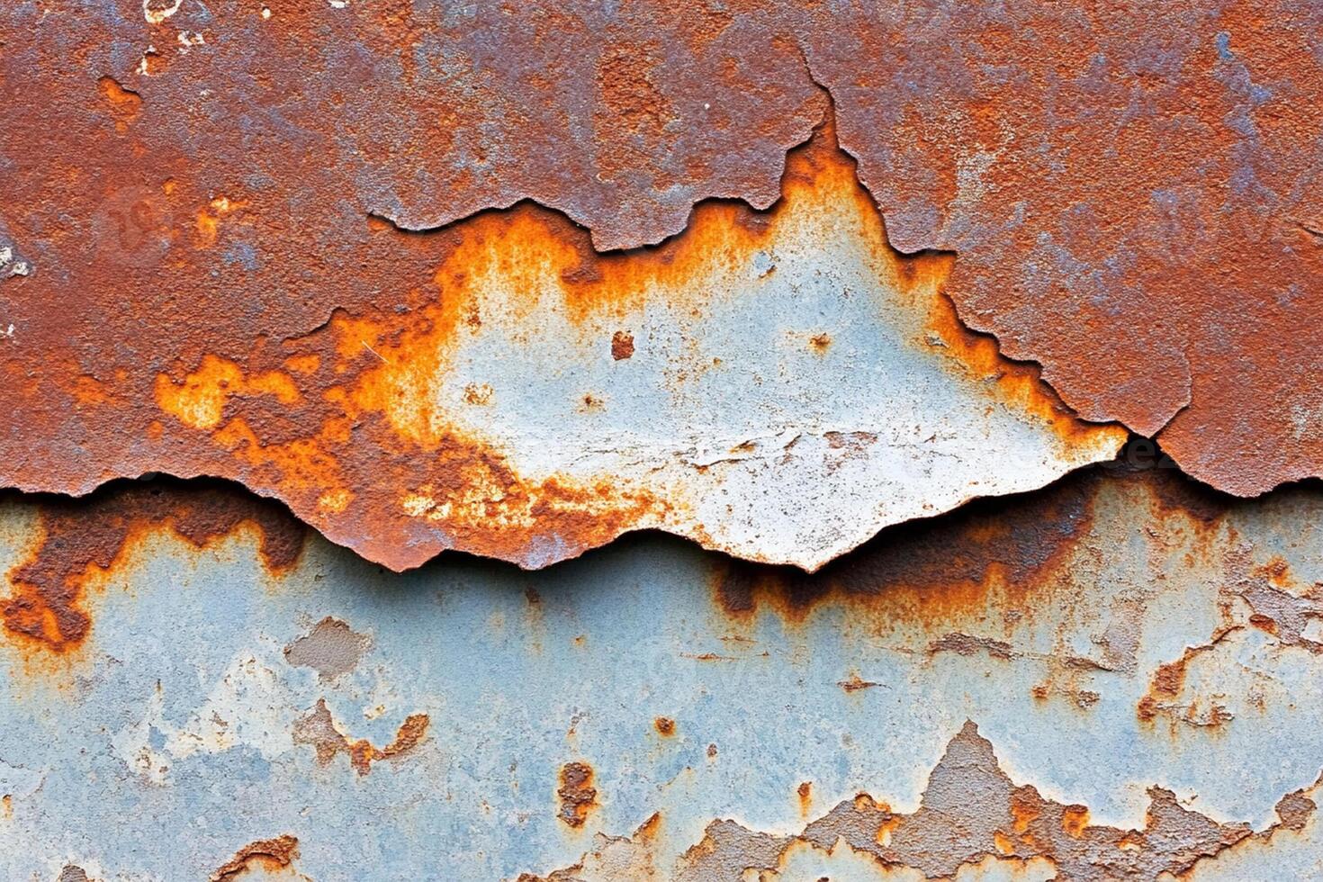 Rusty metal background with a crack in it photo