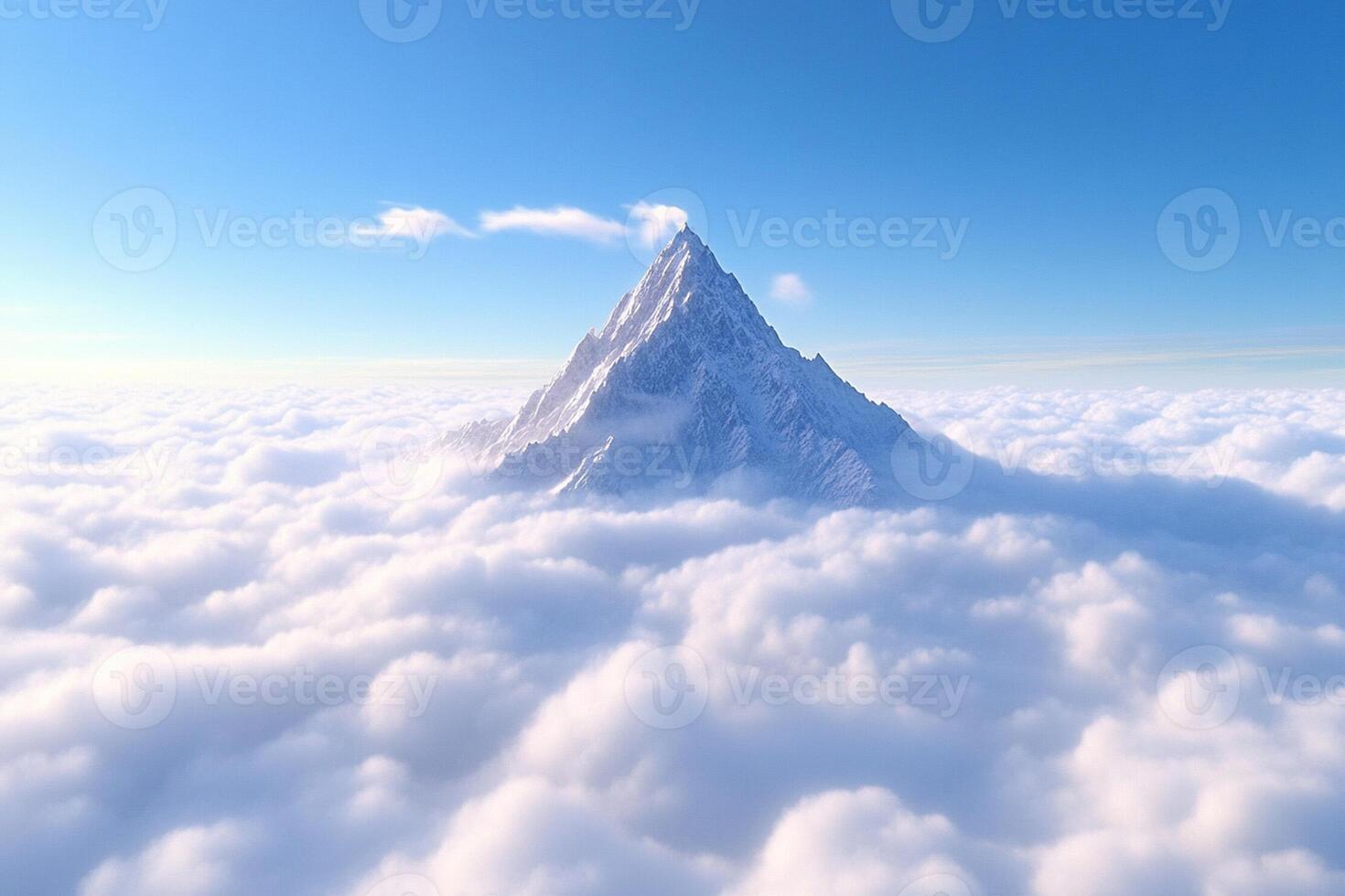 A mountain is seen above the clouds photo