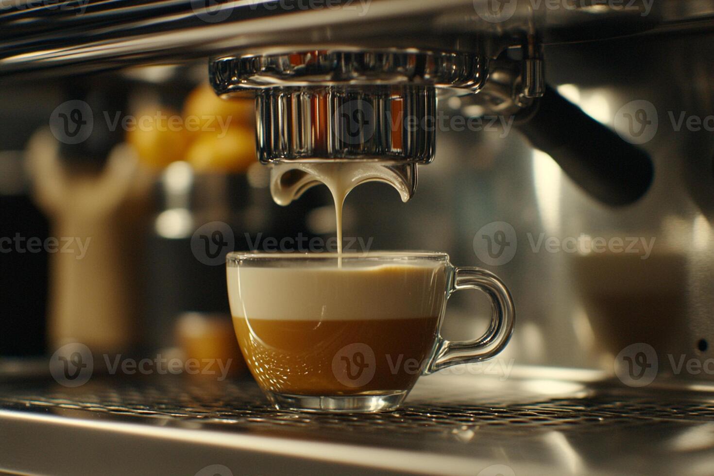 A coffee machine is making a cup of coffee photo