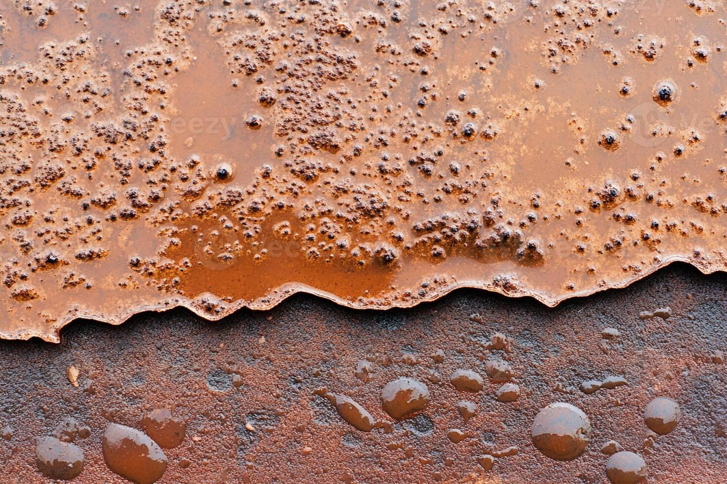 A close up of a rusty metal surface with water photo