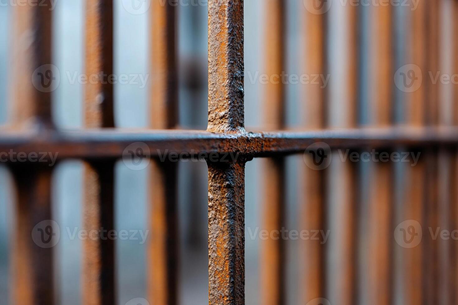 Close up of a rusty iron fence photo