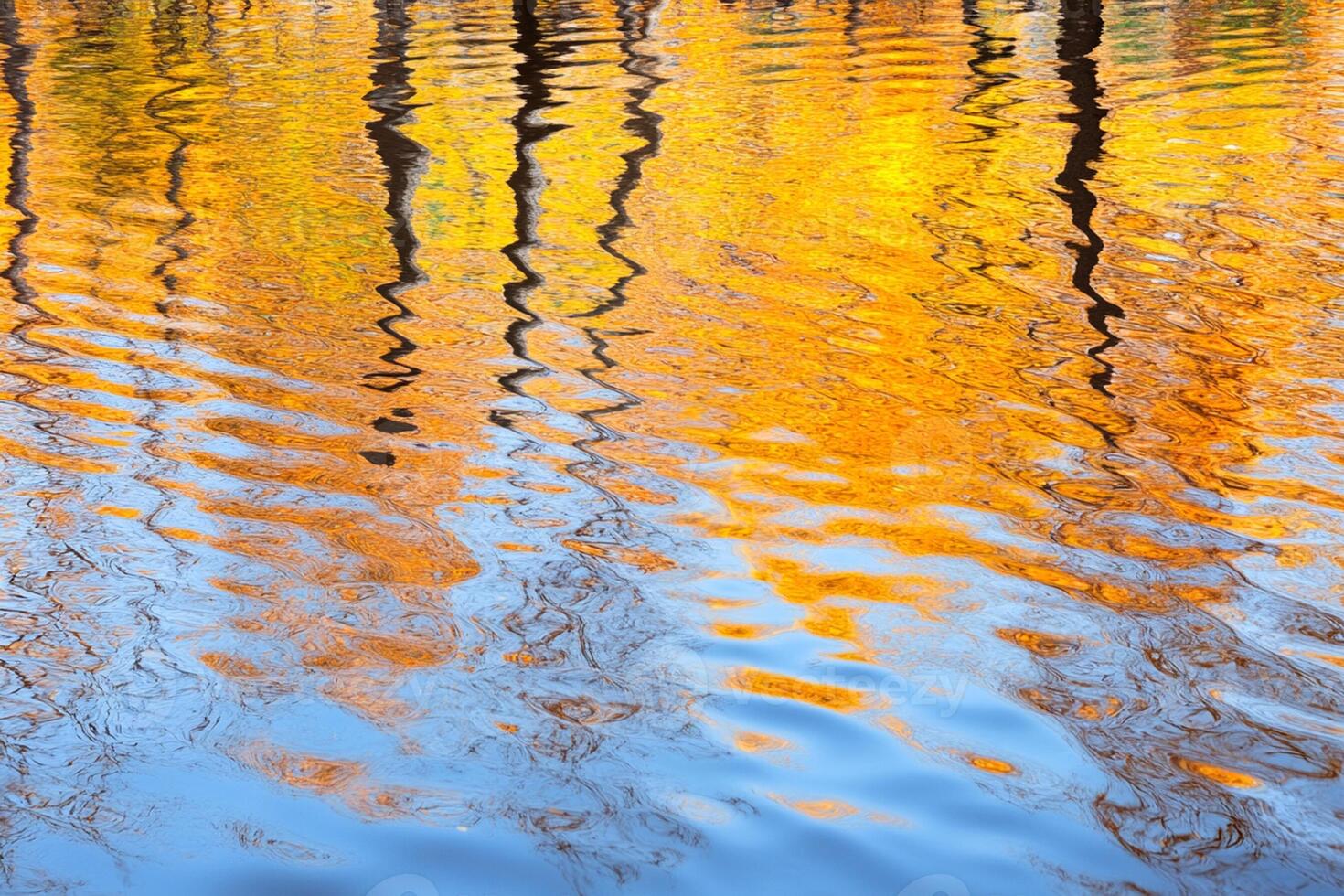 Reflections of trees in water photo