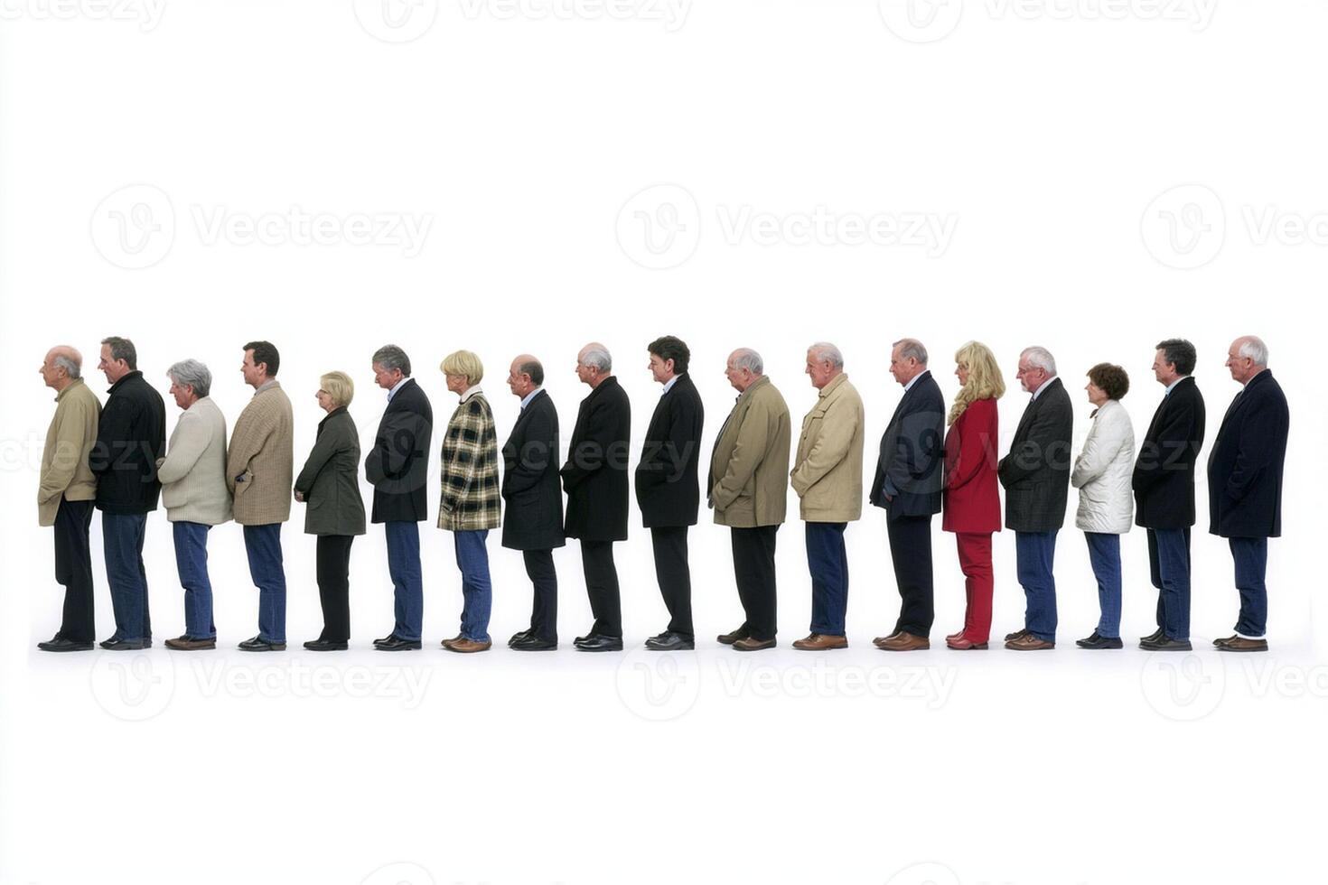 A line of people standing in a row photo