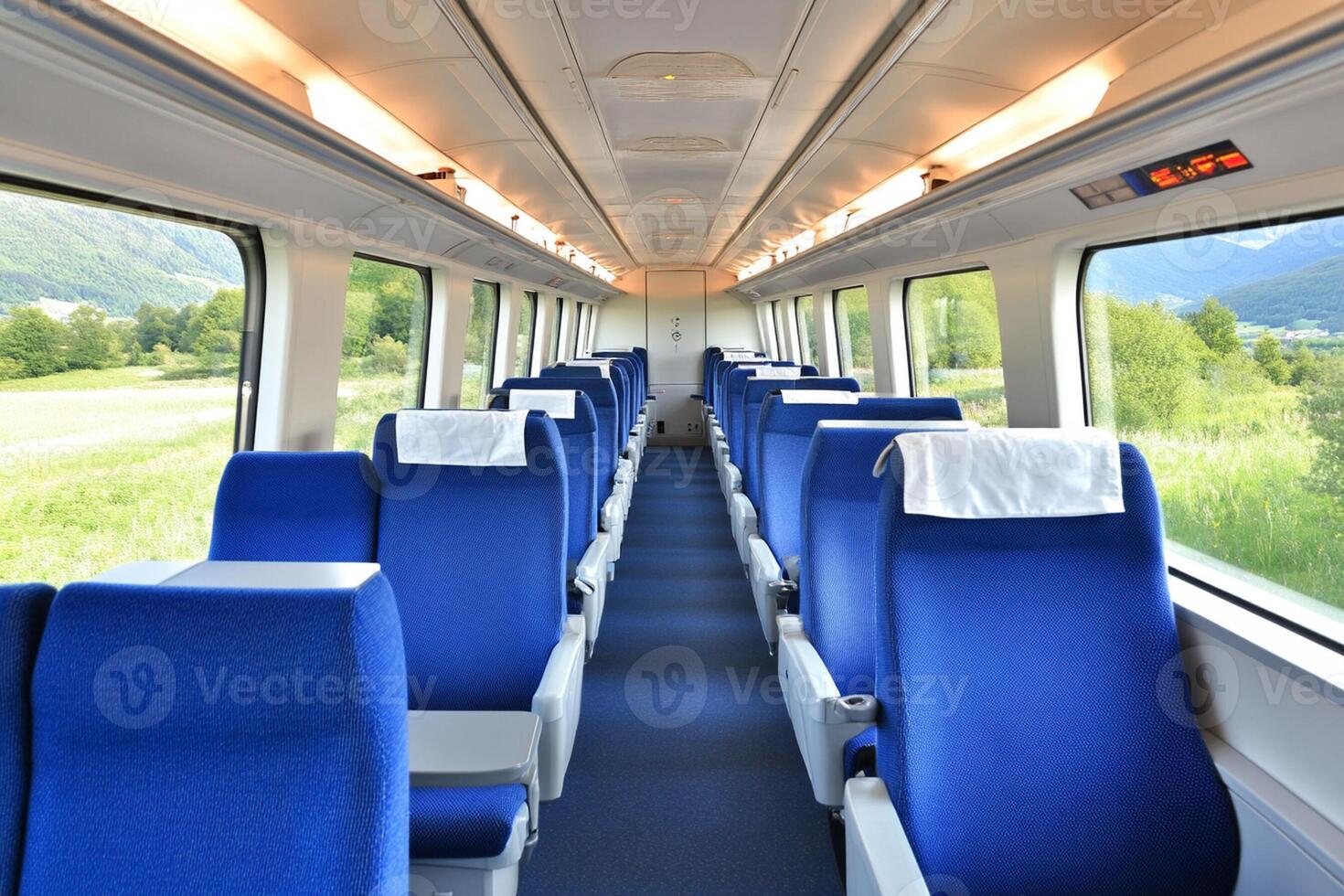 The seats are blue photo