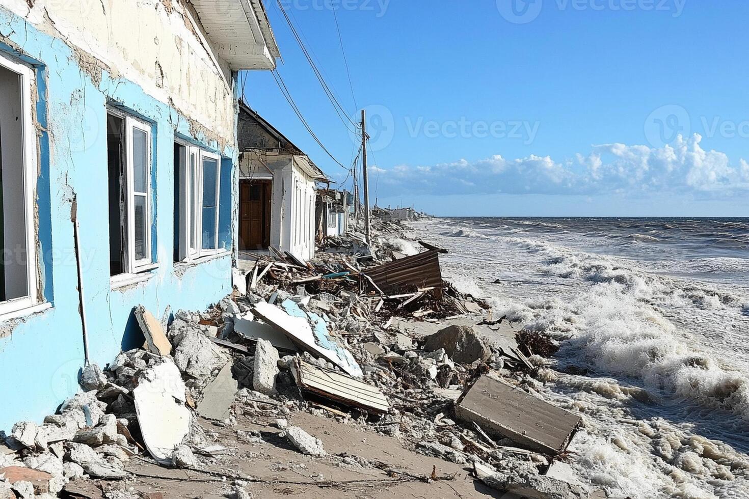 A house is destroyed by the ocean in the aftermath of hurricane sandy photo