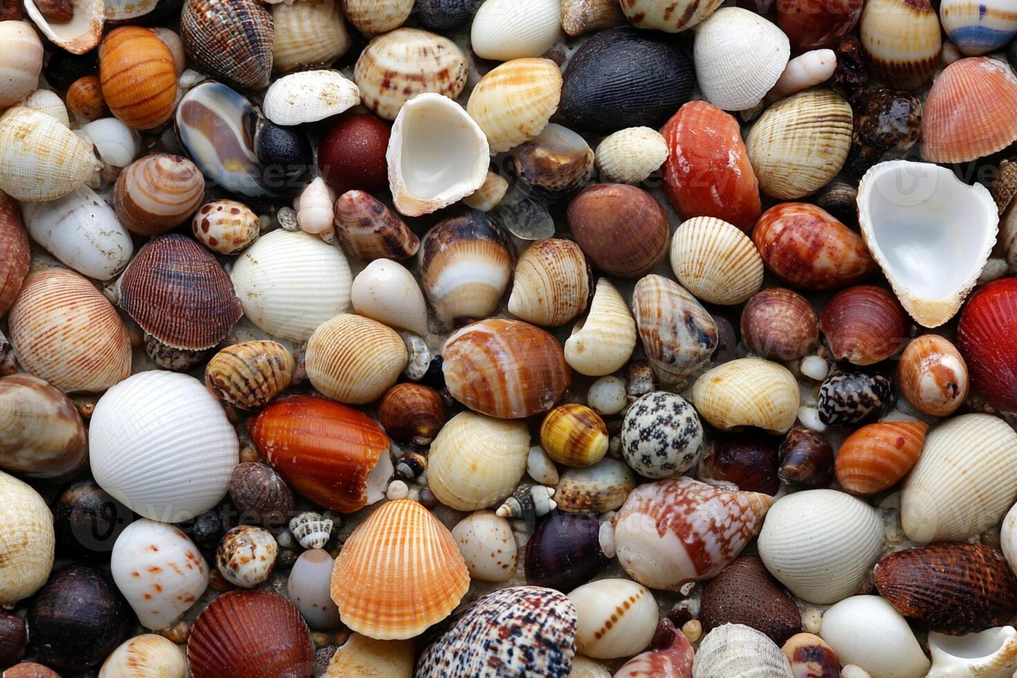 A large pile of shells on a beach photo