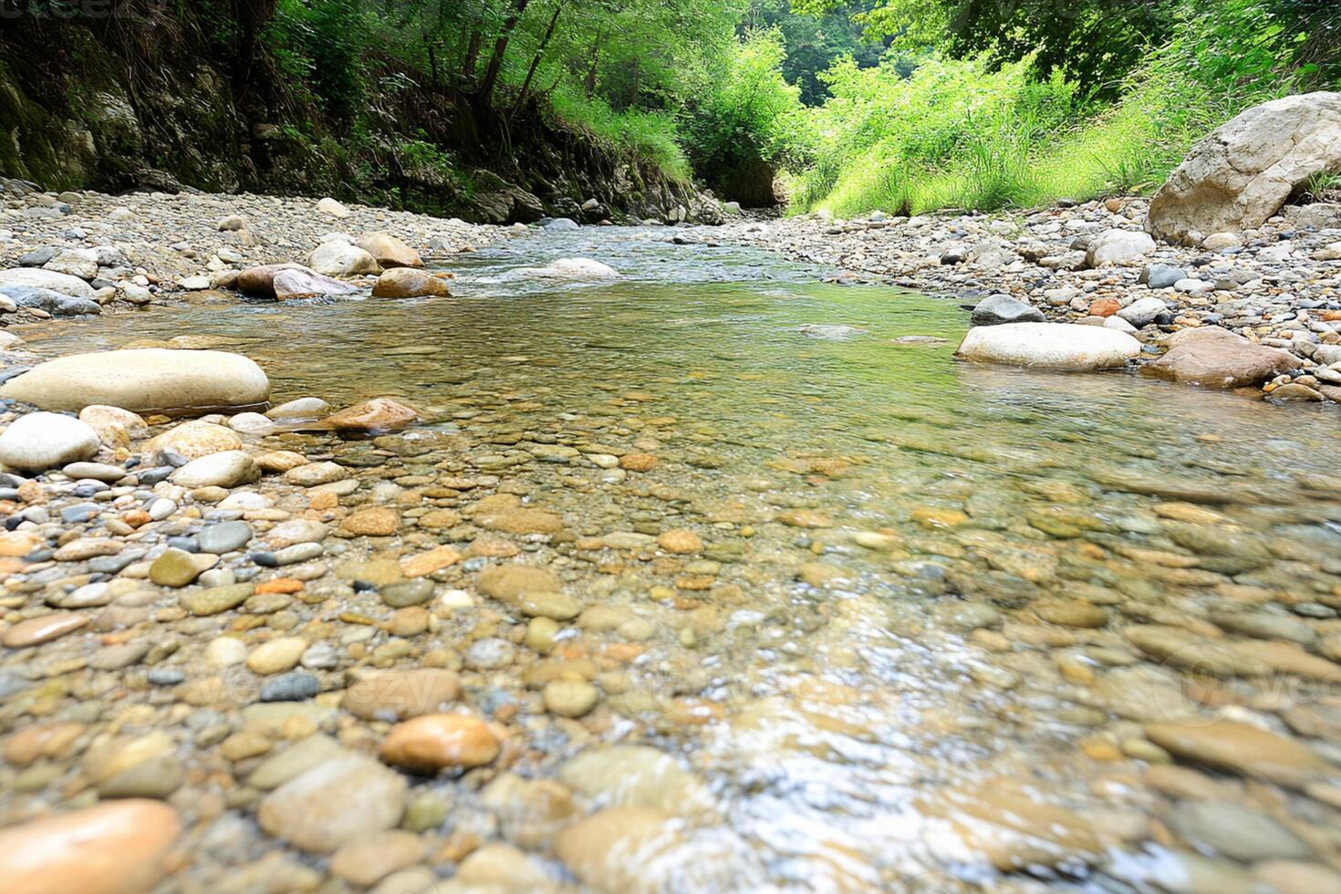 A stream of water running through a rocky area photo