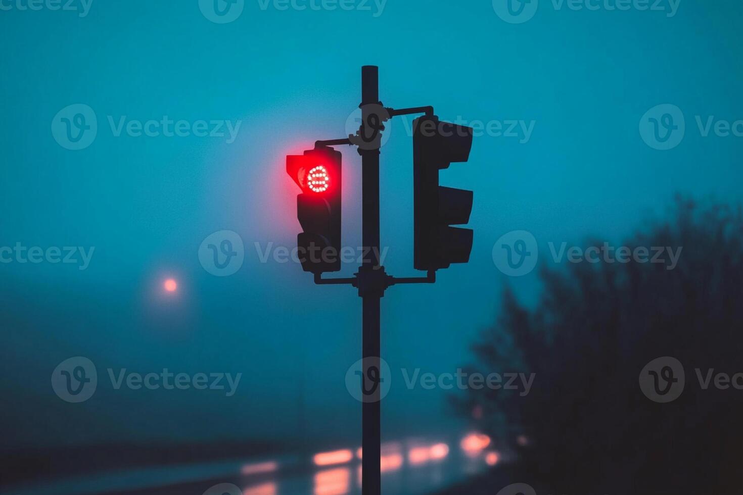 Traffic light in fog photo