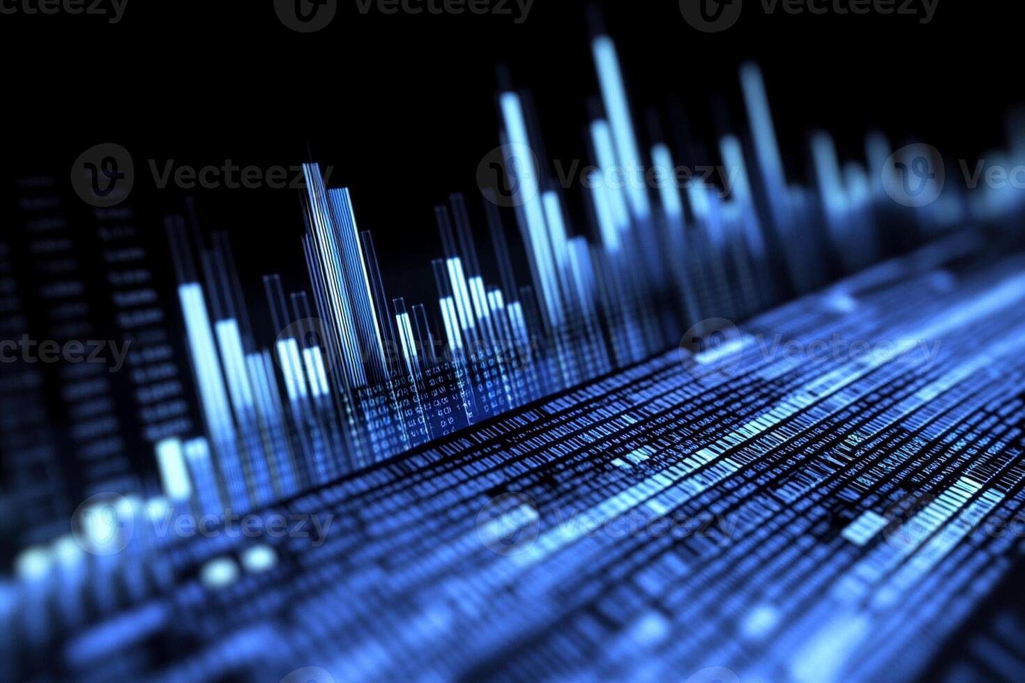 A close up of a blue bar graph photo