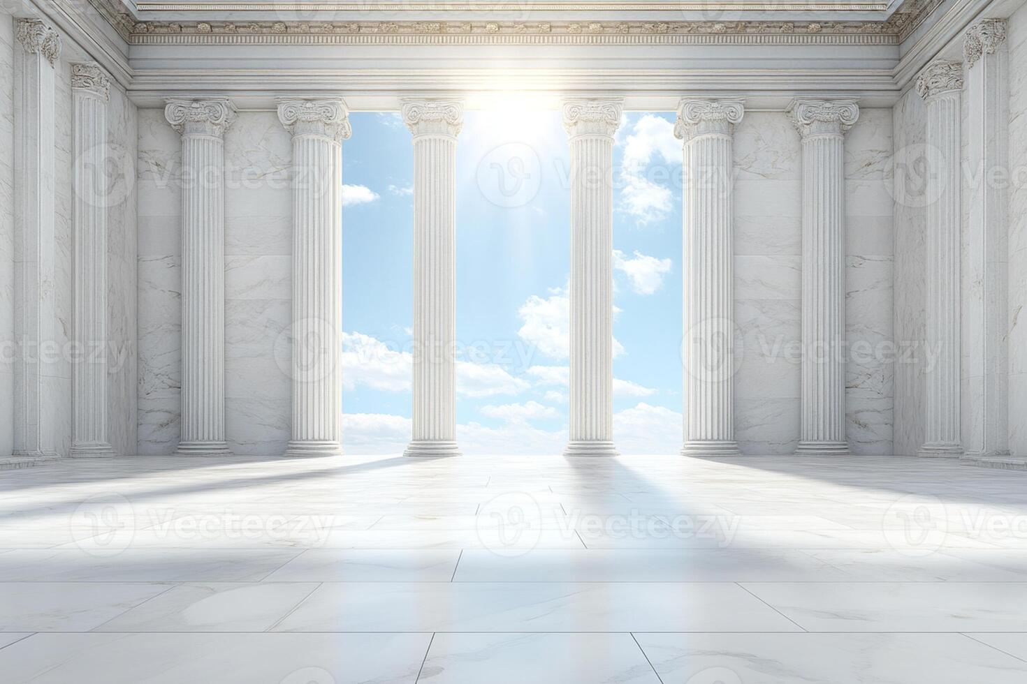 A large room with columns and pillars photo