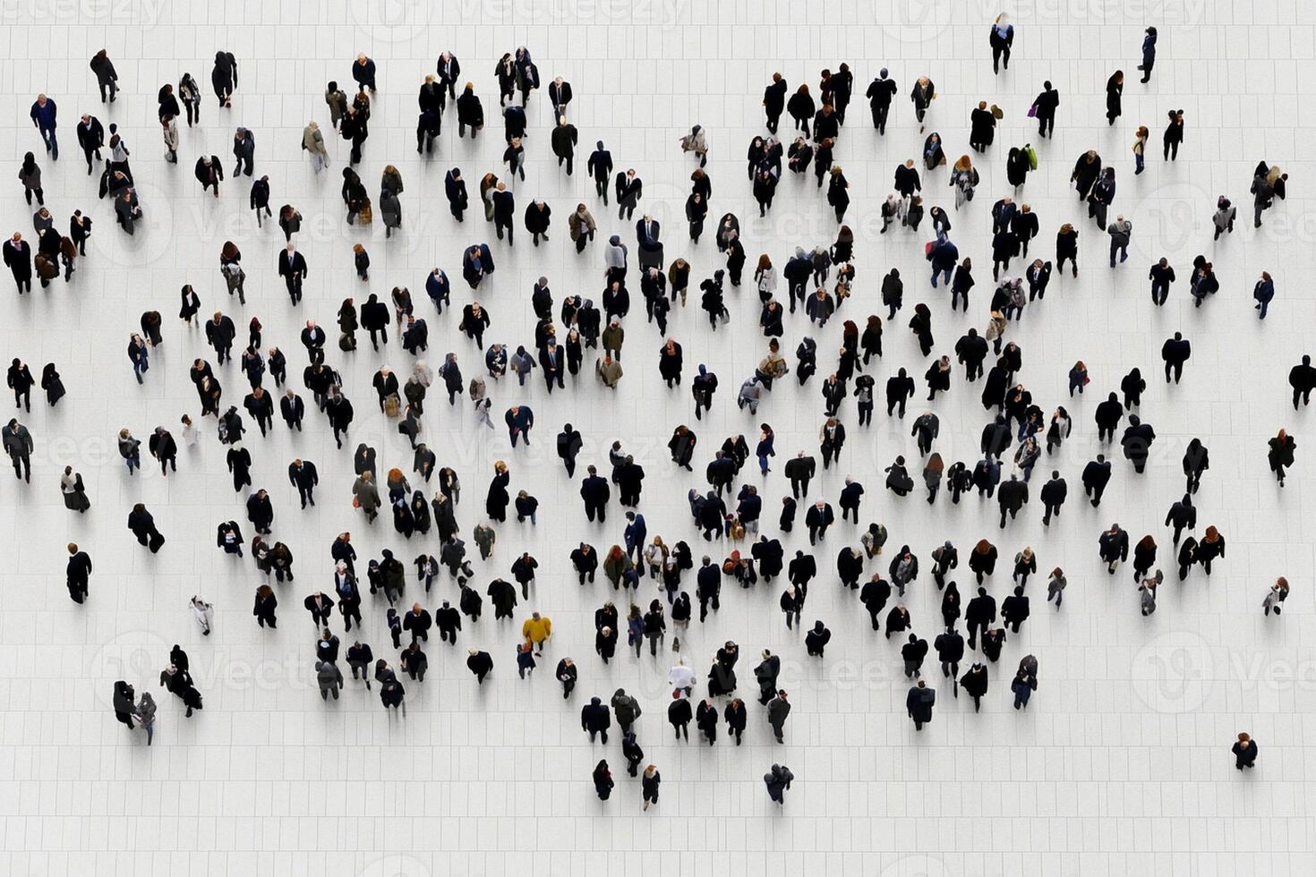 A large group of people standing in a square photo