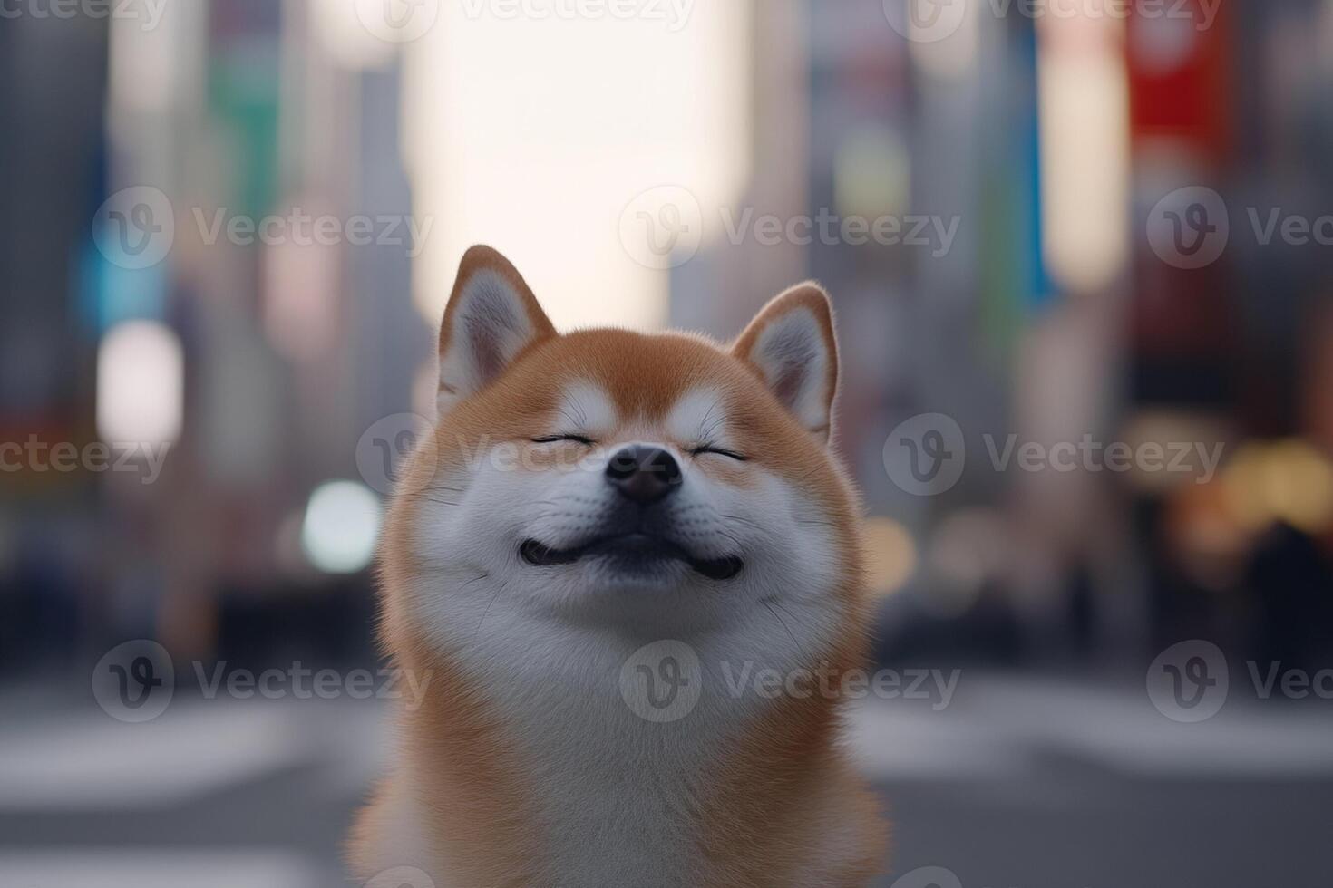 Shiba inu dog in the city photo
