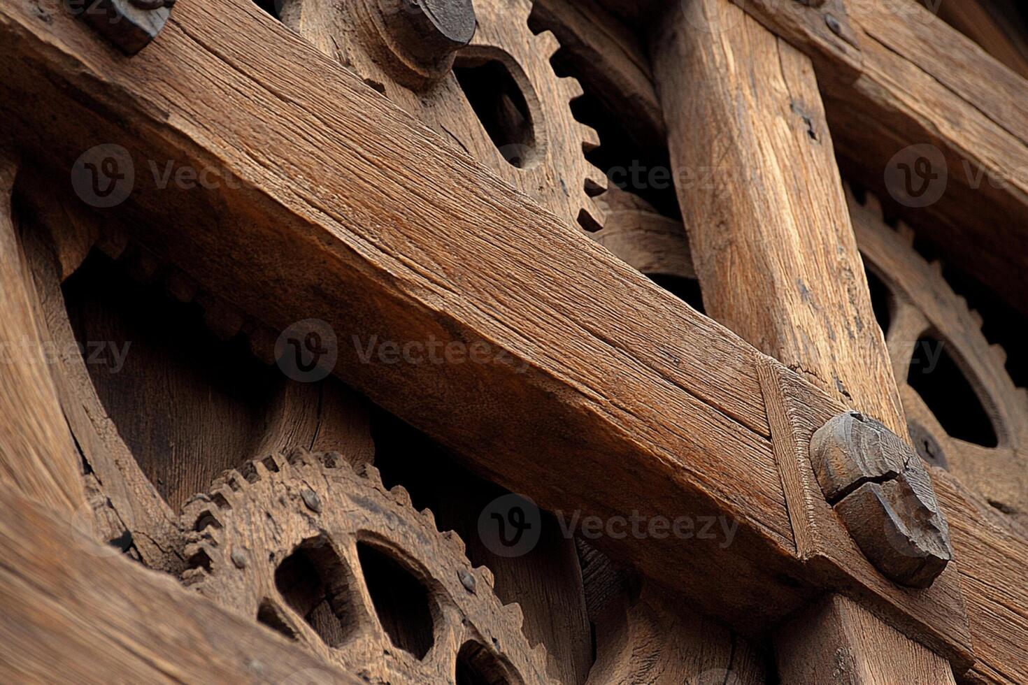Wooden structure with gears photo
