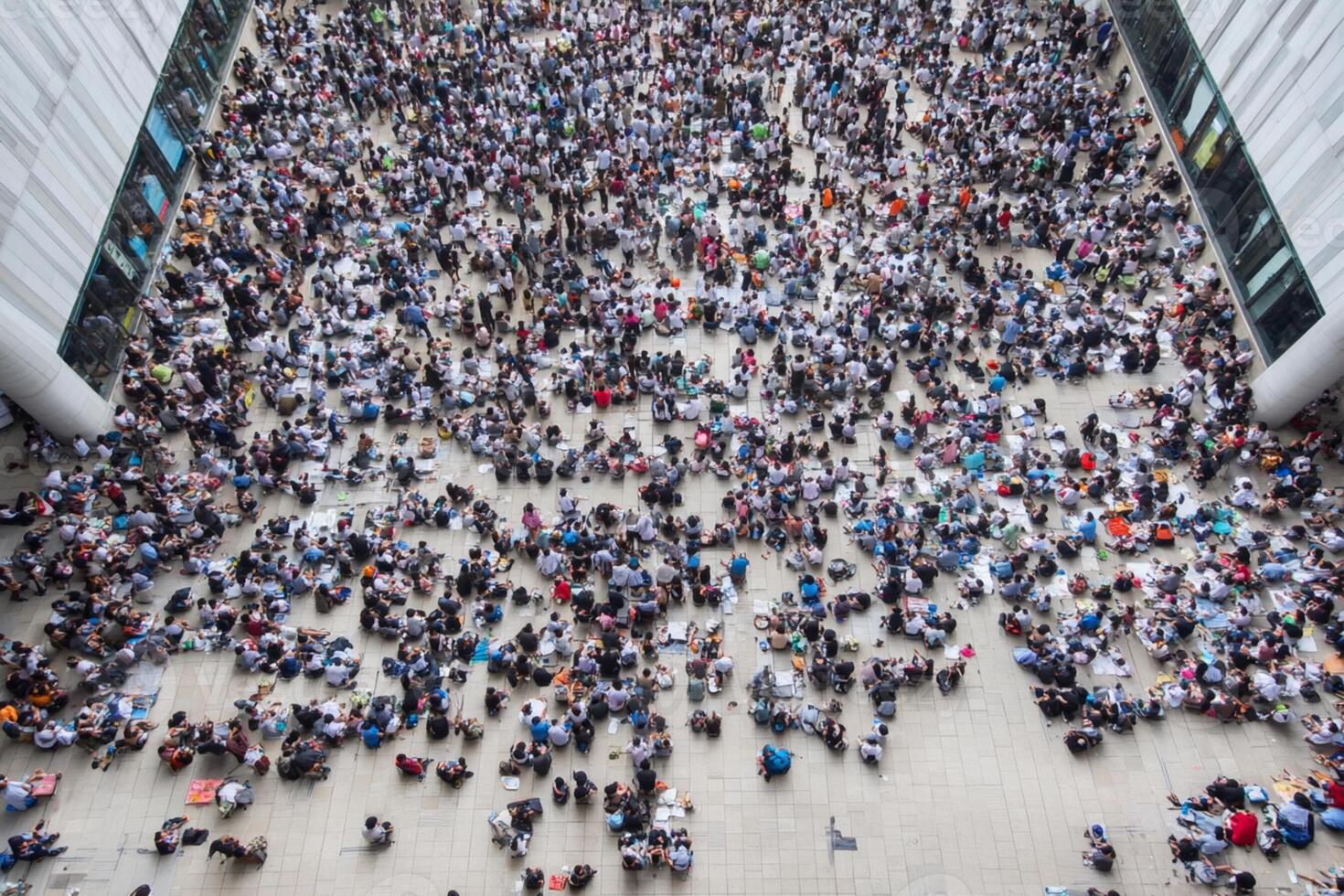 Hong kong, china, june, 2014 - people gather in the street to photo