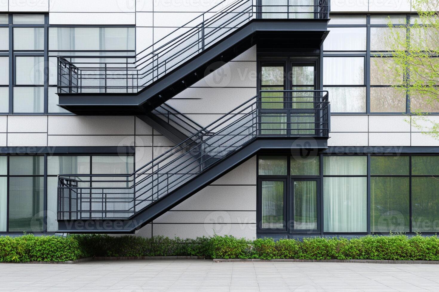 A modern building with a staircase and a balcony photo
