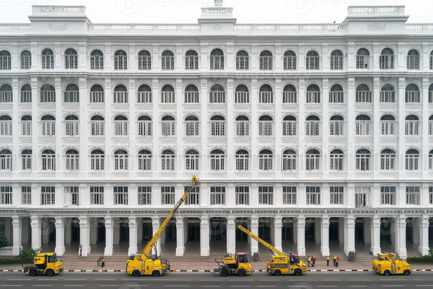 A large white building with many windows photo