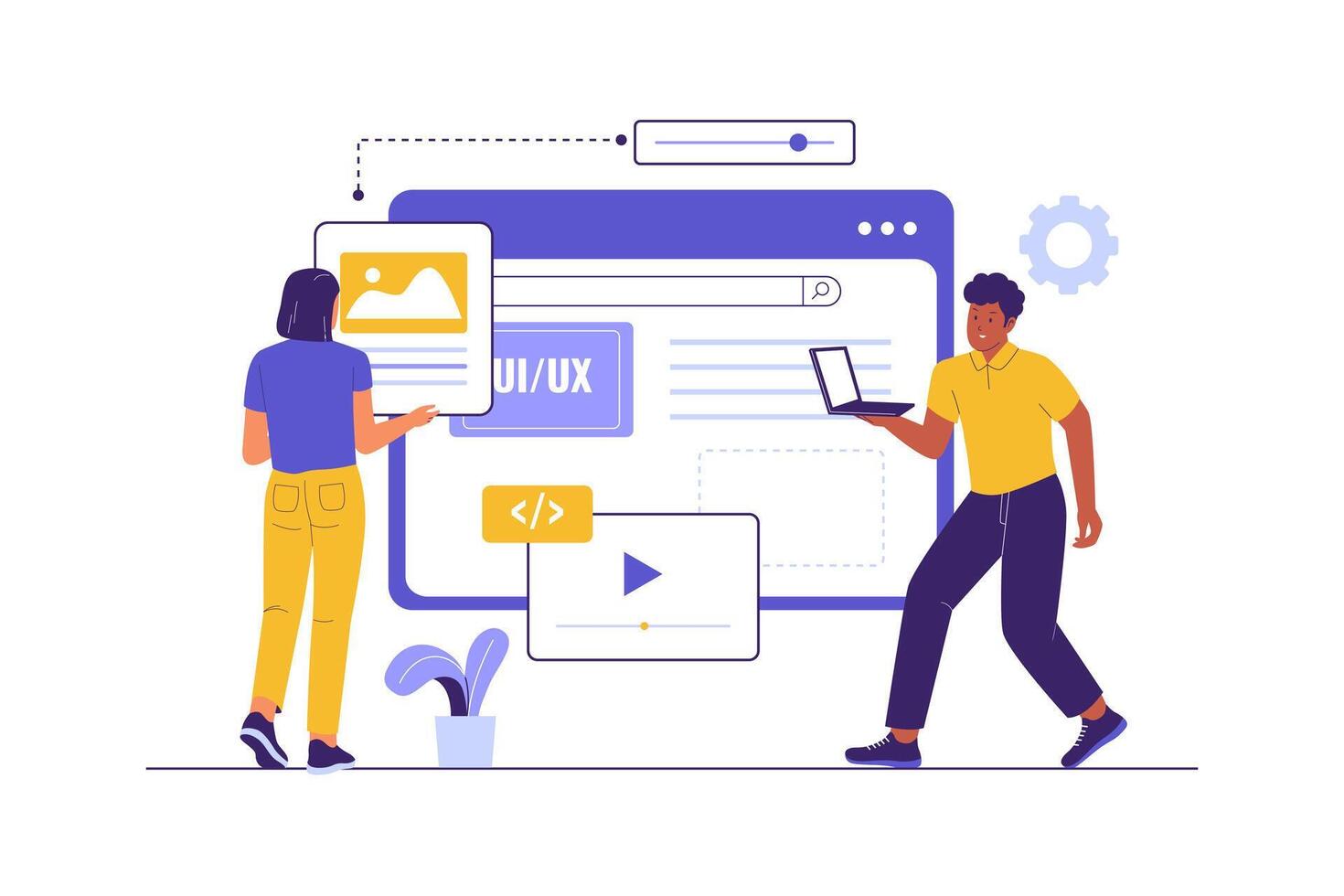Flat Illustration of UI UX Interface Development for Web Design vector