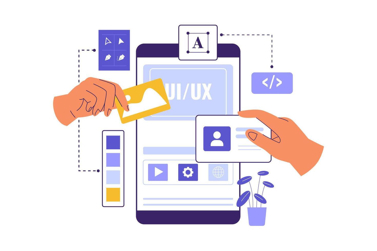 Flat Illustration of UI UX Design Elements for Mobile Interface vector