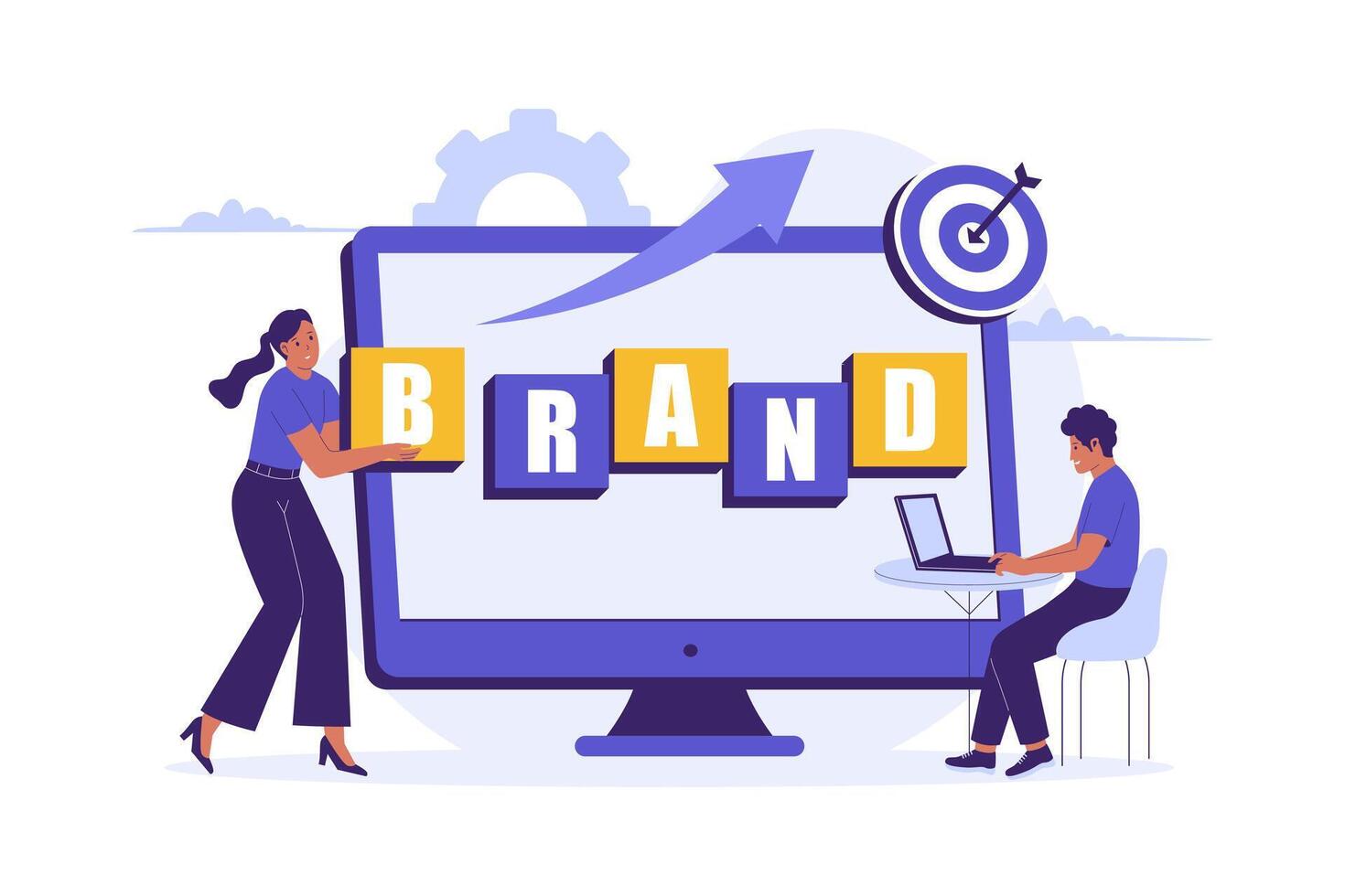 Illustration of Brand Management Strategy and Marketing Development vector