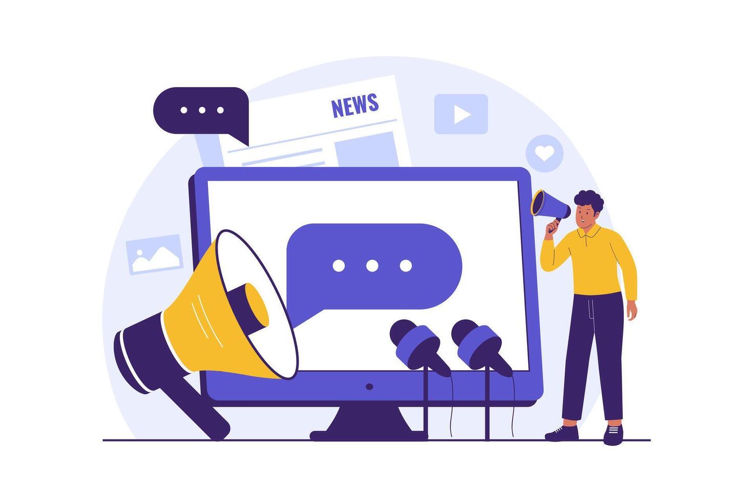 Illustration of Media Opinion and Public Communication in Digital Journalism vector