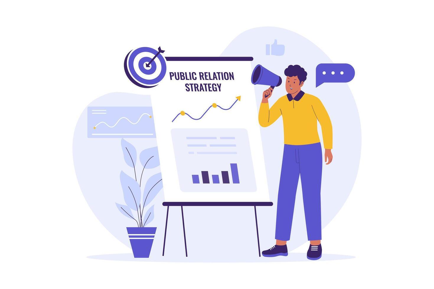 Illustration of Public Relation Strategy and Communication Planning vector