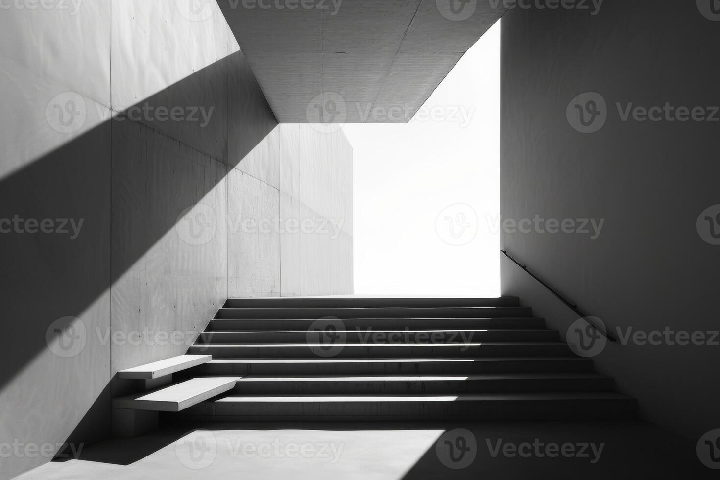 Modernist architecture, staircase with shadows and light. photo