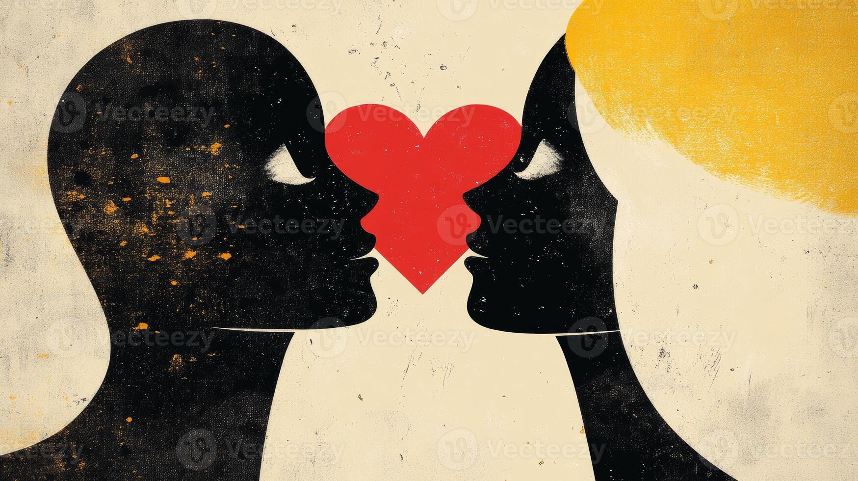 Artistic representation of romantic connection between a man and woman with heart symbol in a creative design photo