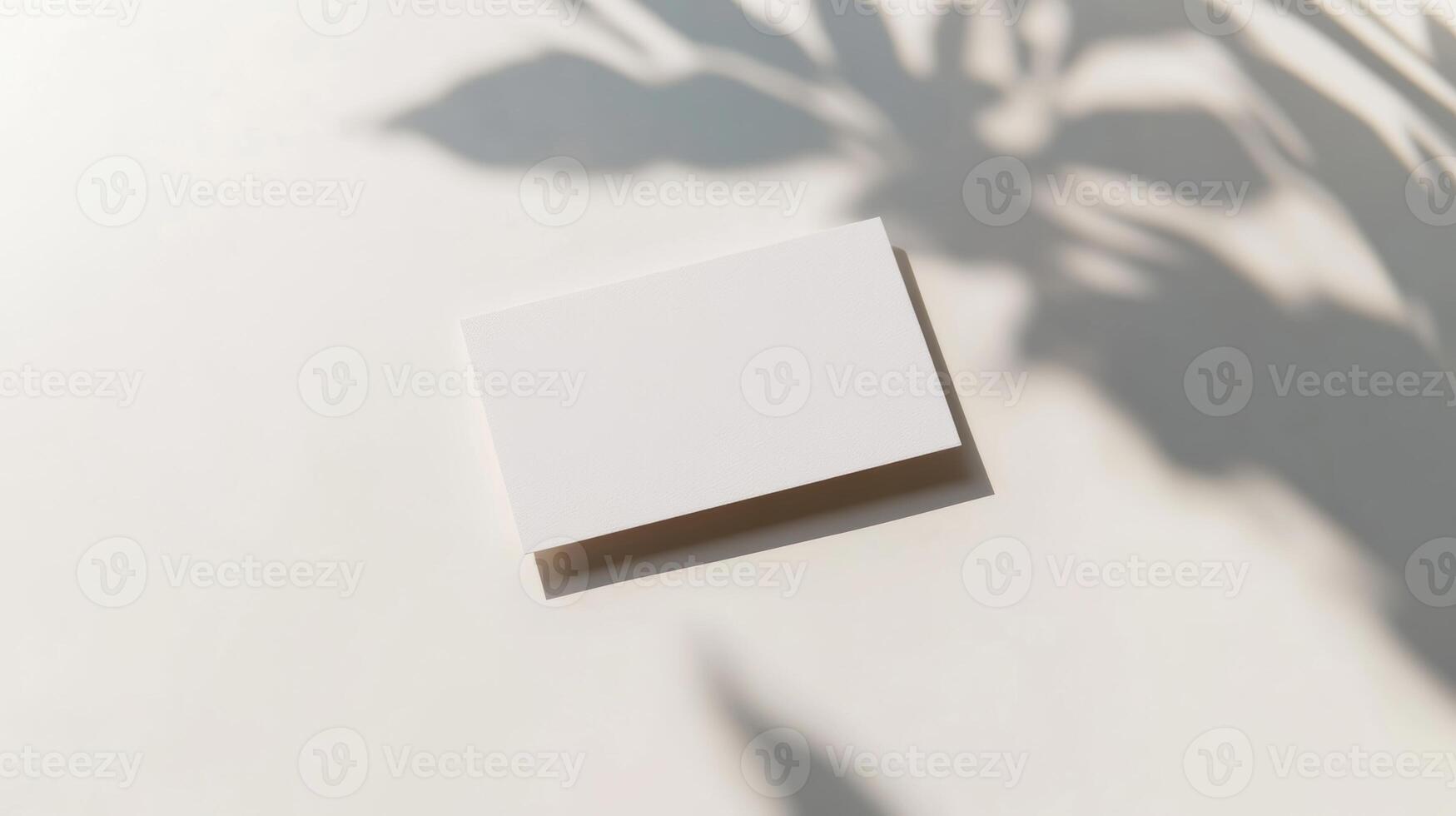 Simple blank card and soft shadows on a light surface during daylight hours photo