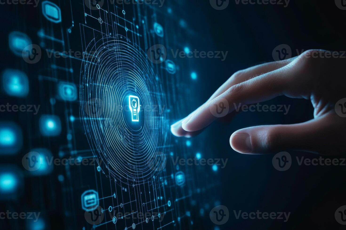Secure online access with two-factor authentication using biometric fingerprint technology in modern digital banking photo