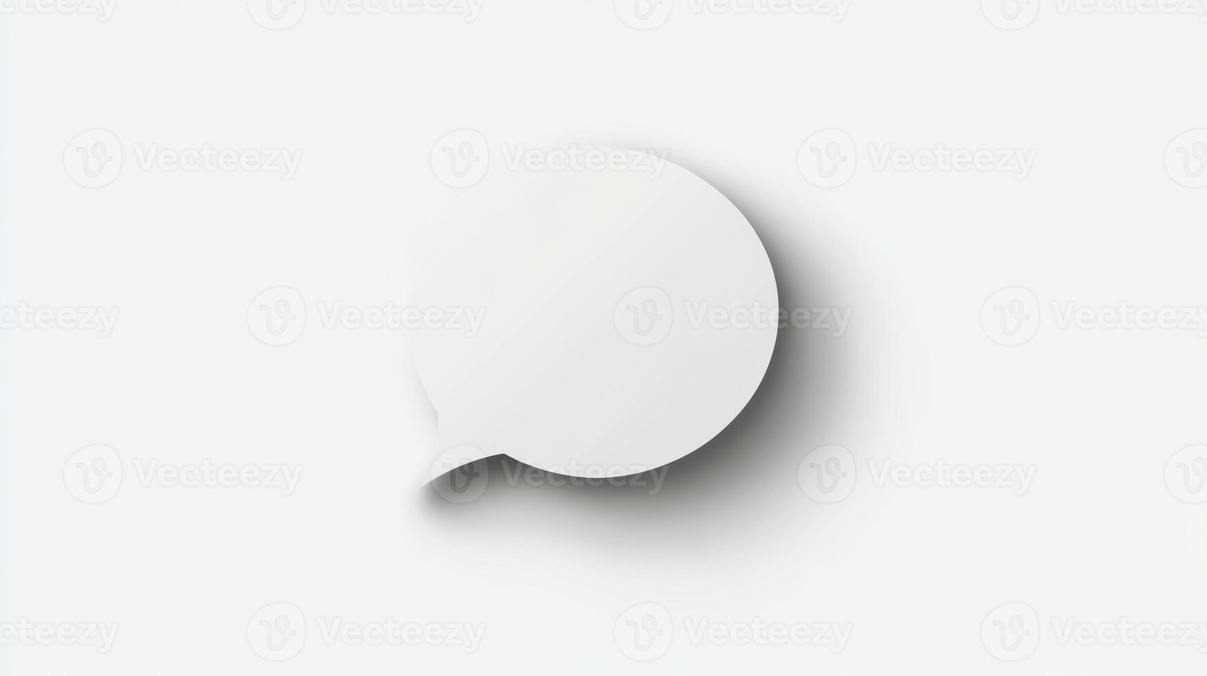 Blank paper speech bubble isolated on a clean white background for creative communication and design purposes photo