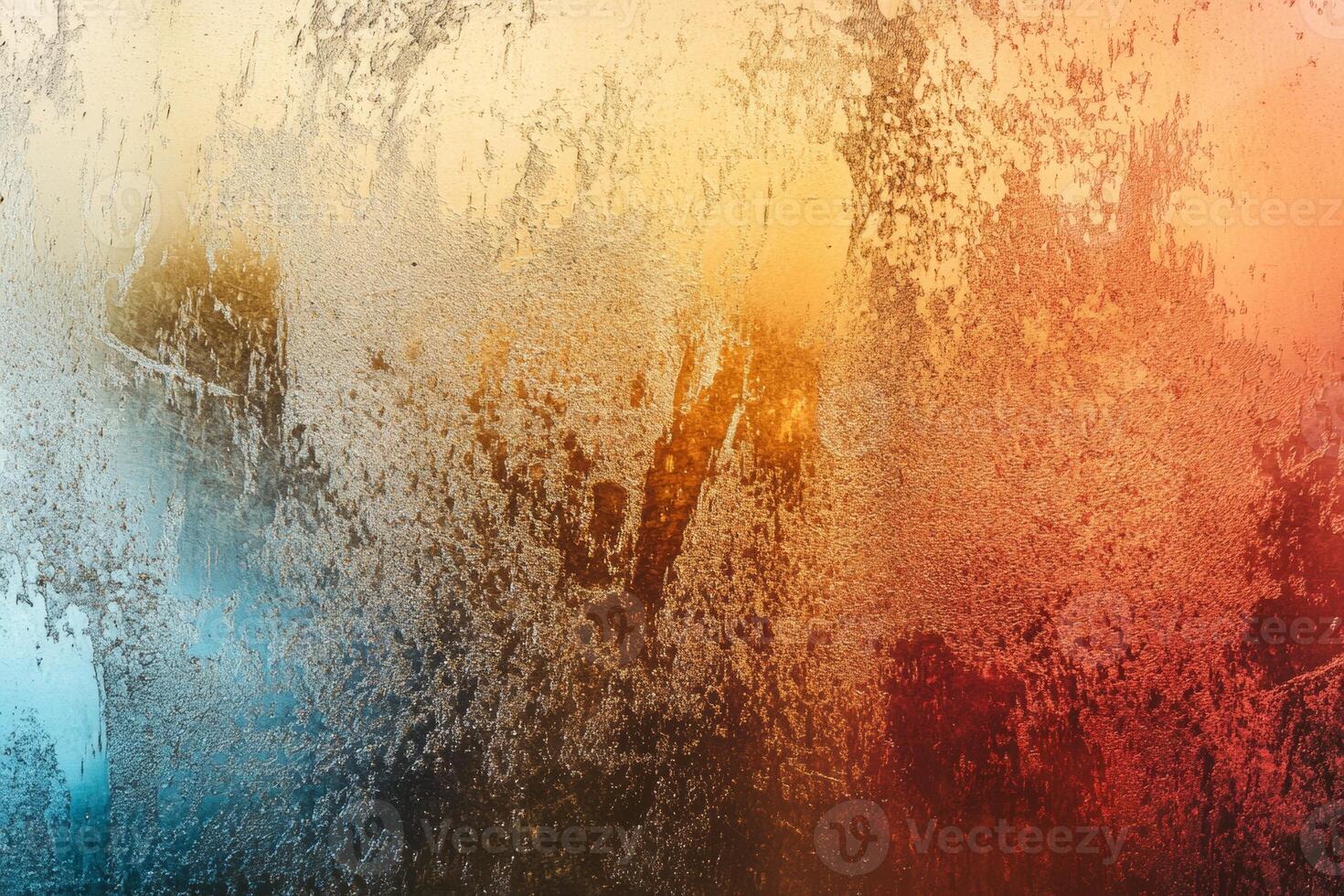 Frosted glass texture with colorful hues creating a gradient effect during late afternoon light in a serene indoor setting photo