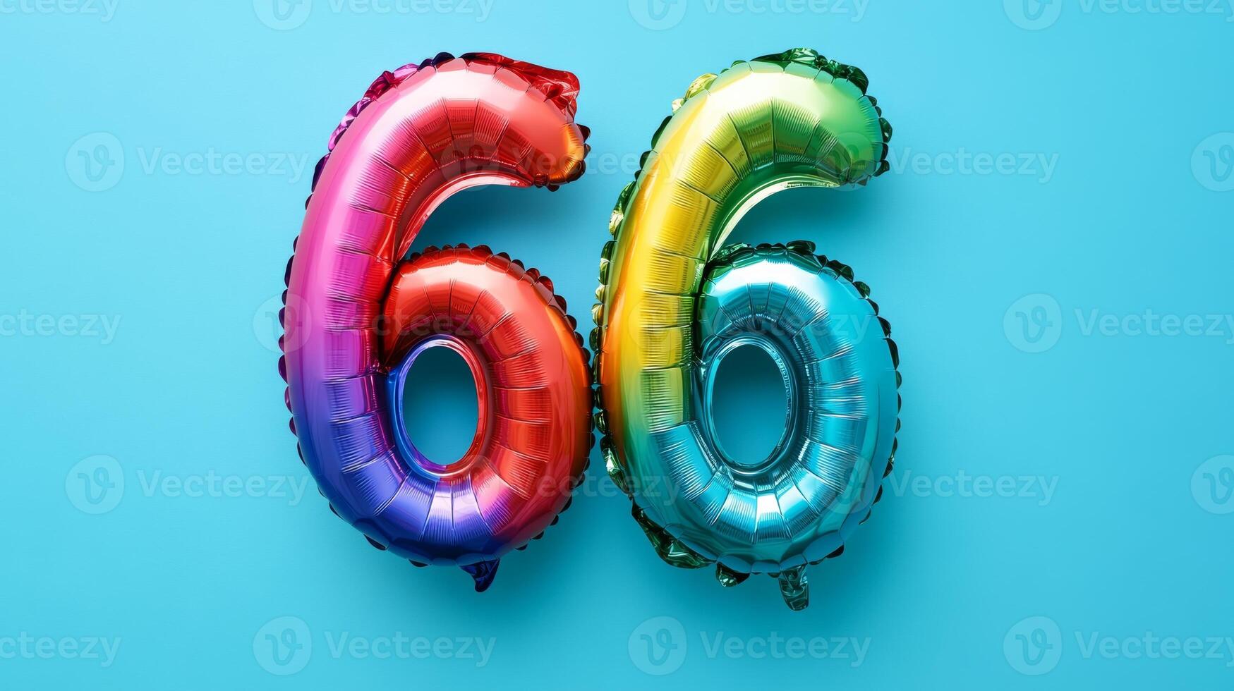 Colorful foil balloon displaying the number twenty-six on a bright blue background for celebrations and birthday parties photo